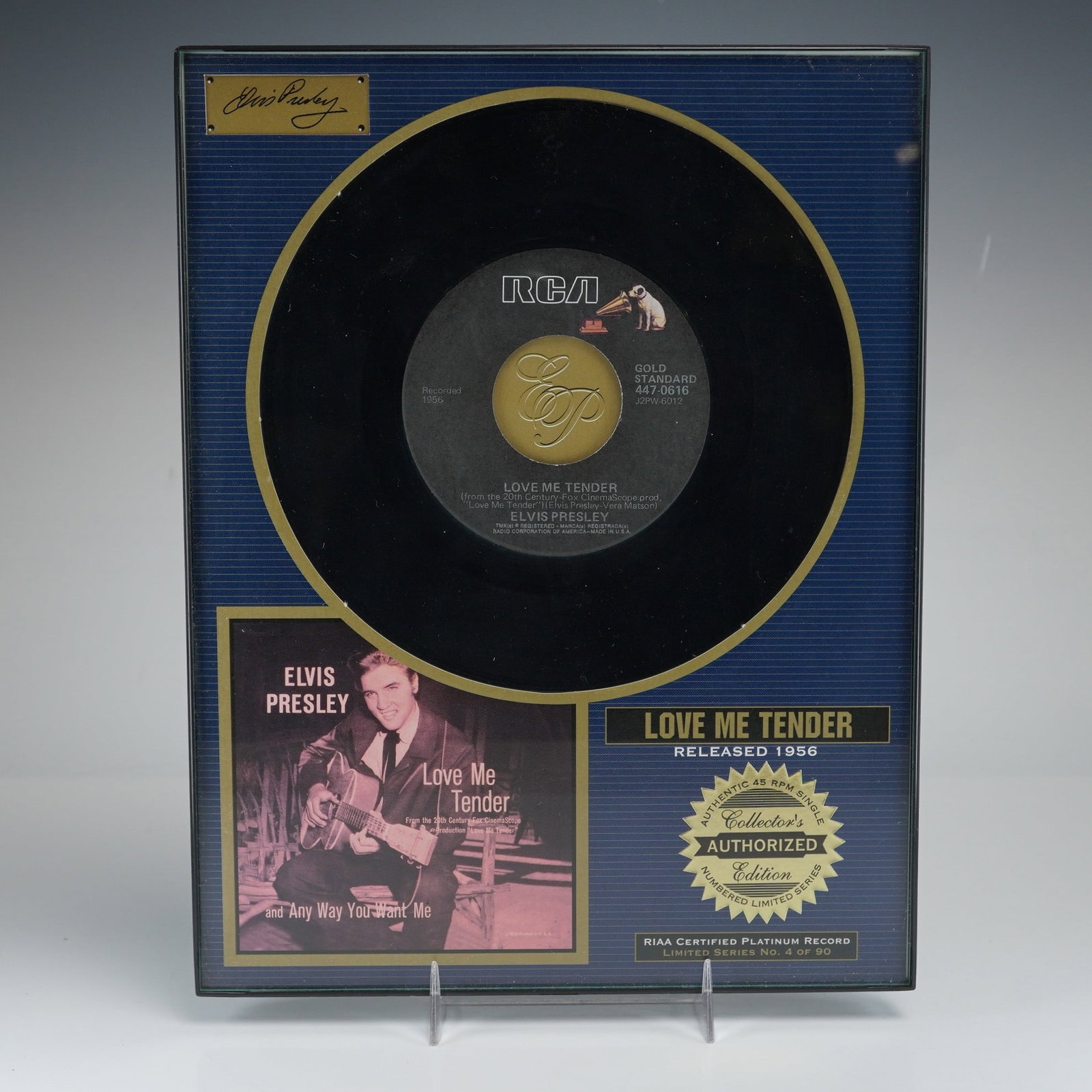 Elvis Presley Love Me Tender RIAA Certified Platinum Record Commemorative Plaque (1 of 3)