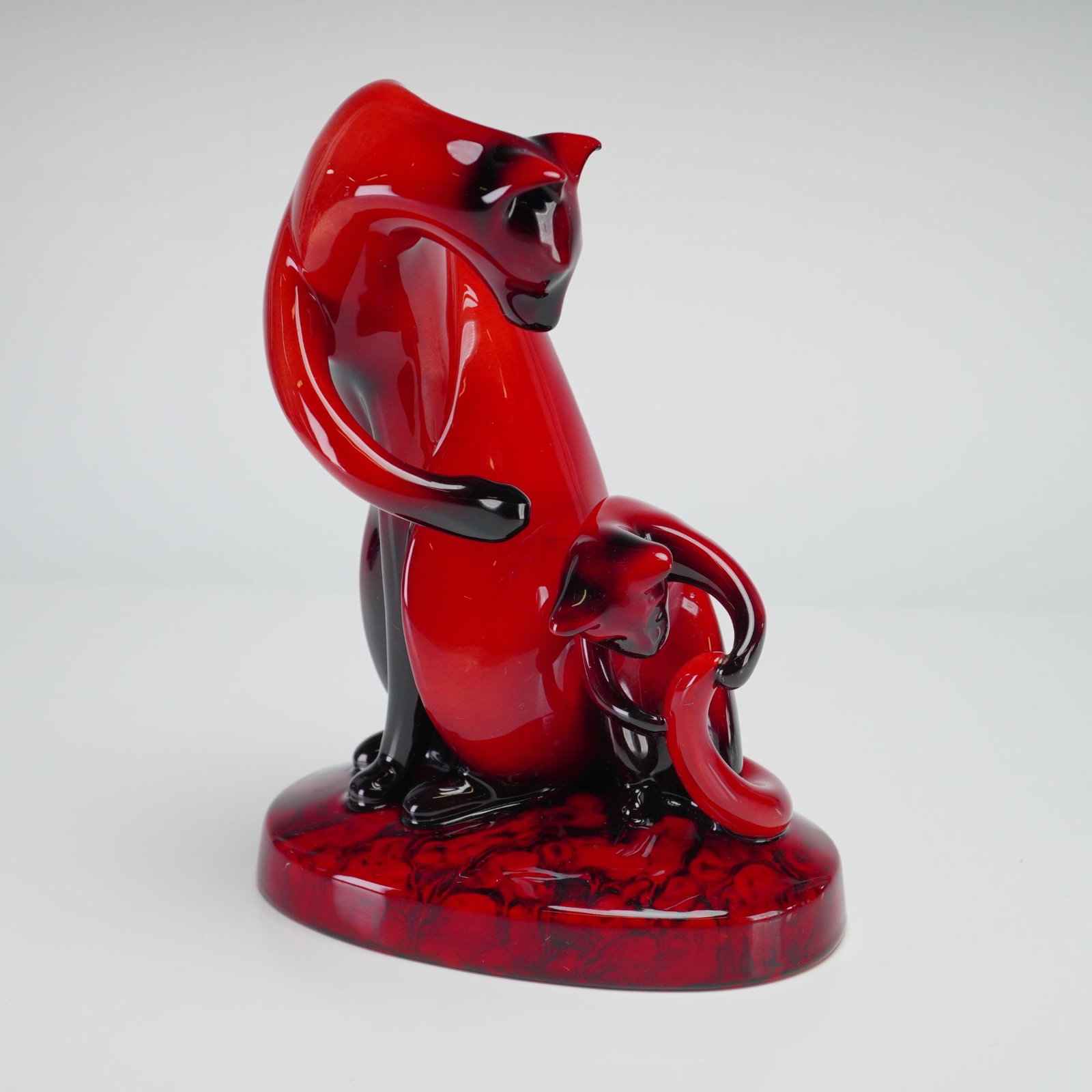 Royal Doulton Flambe Prototype Cat and Kitten Figurine (1 of 3)
