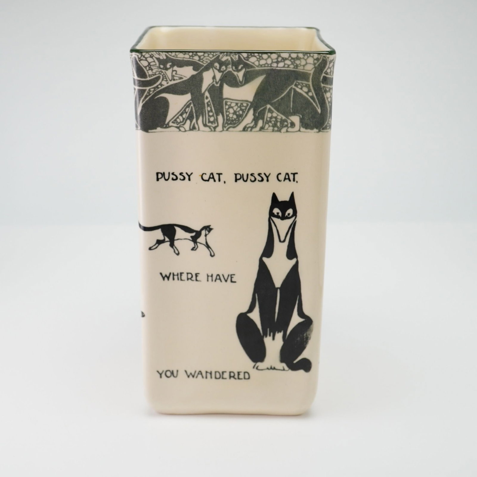 Royal Doulton by David Henry Souter Kateroo Series Ware Square Vase, Pussy Cat Pussy Cat Where Have (1 of 4)