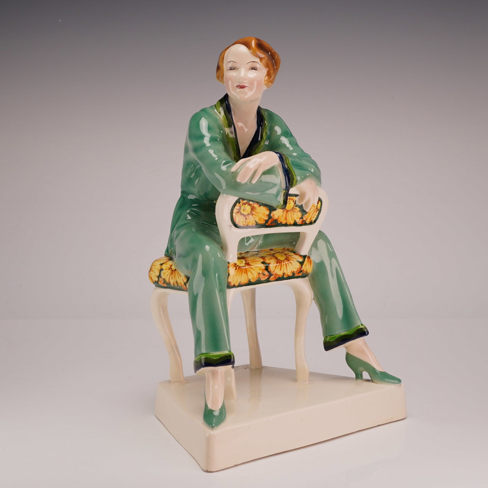 Goldscheider by Josef Lorenzl Art Deco Seated Woman Figurine, Model 5780 (1 of 3)