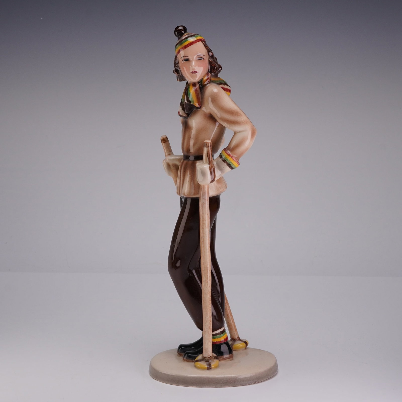 Goldscheider Austria Ceramic Figurine by Stefan Dakon, Female Skier (1 of 3)