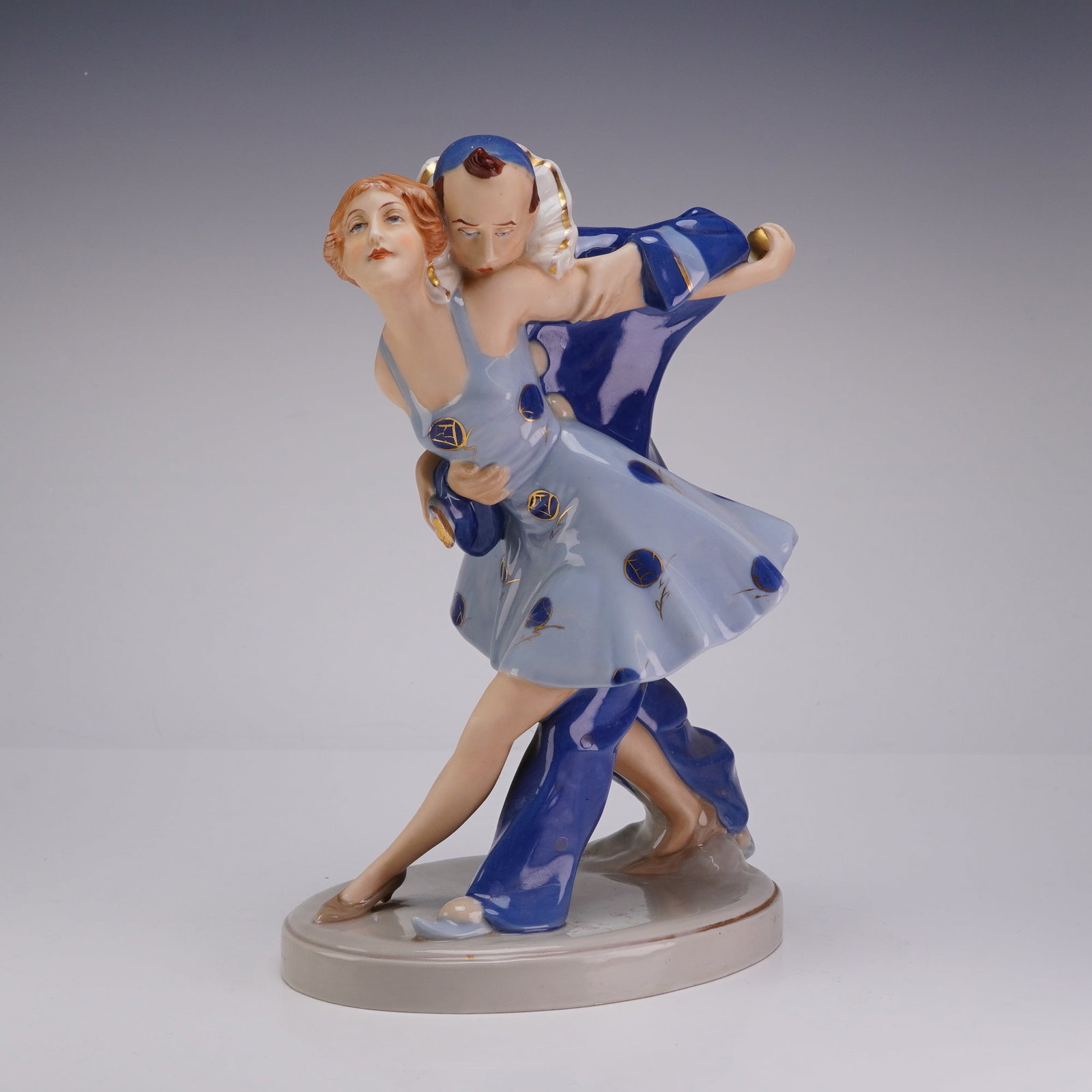 Royal Dux Bohemia Porcelain Figurine, Harlequin and Columbine Dancing 2899 (1 of 3)