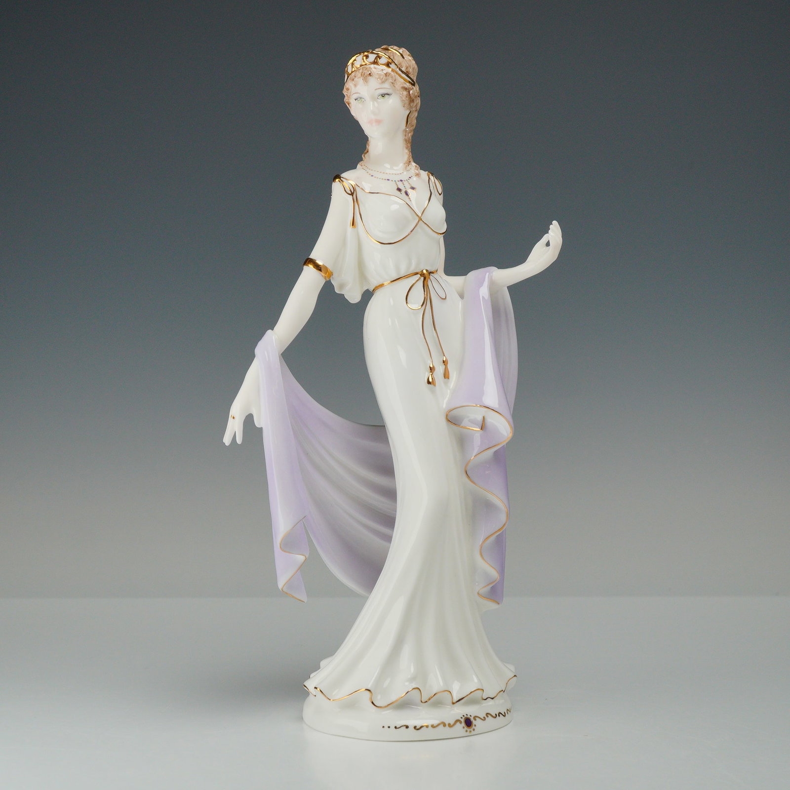 Coalport Bone China Fabled Beauties Figurine, Helen of Troy CW154: Limited edition 1,423 of 9,500 from the Fabled Beauties collection, sculpted by David Cornell, this Coalport figurine depicts Helen of Troy, legendary figure of Greek mythology whose beauty sparked th