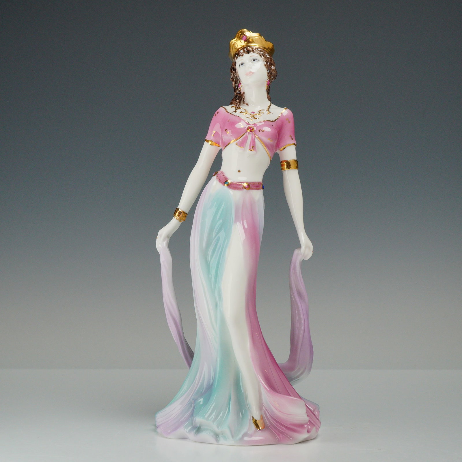 Coalport Bone China Fabled Beauties Figurine, Salome: Limited edition figurine 985 of 9,500 from the Fabled Beauties collection, sculpted by David Cornell. Depicting Salome, the New Testament figure famed for her dance that led to John the Baptist's behe