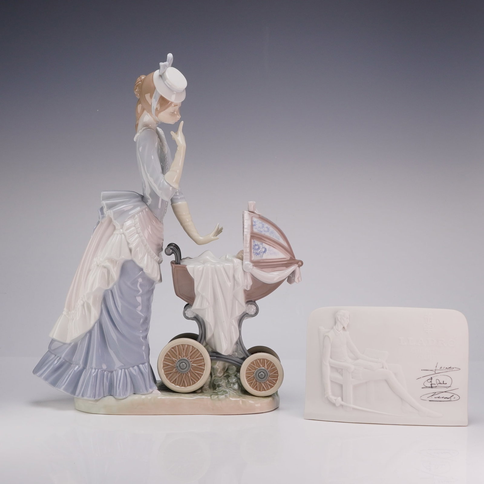 Two Lladro Porcelain Items Including Babys Outing 01004938 and Collectors Plaque (1 of 3)