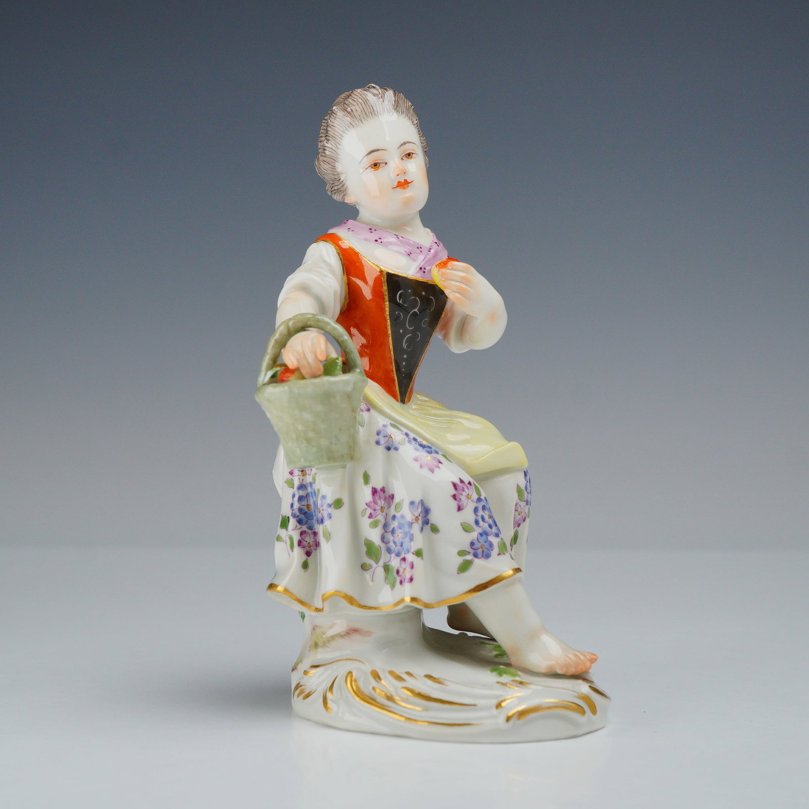 Meissen Porcelain Figurine of a Girl with a Fruit Basket Model 15 (1 of 3)