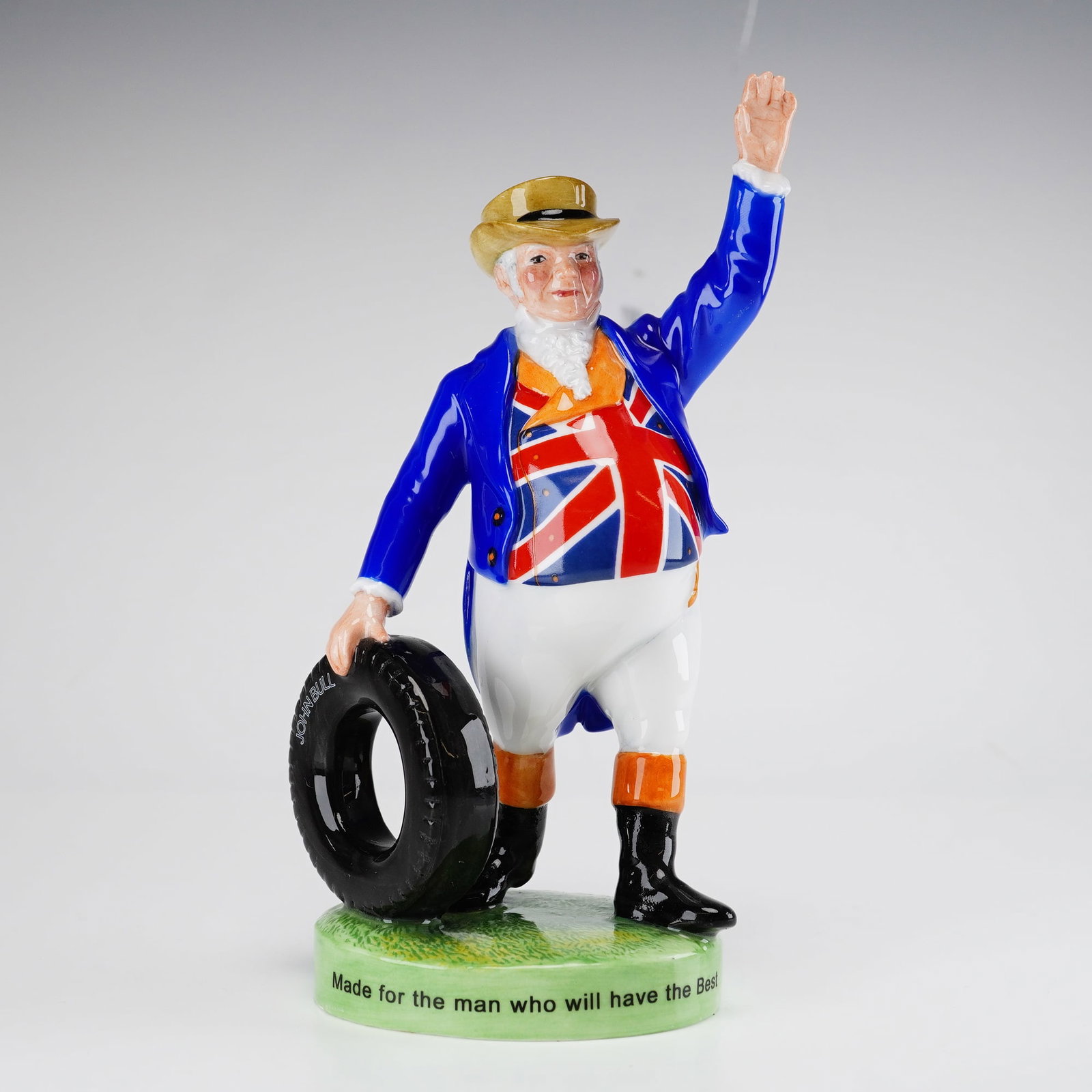 Royal Doulton John Bull Tyre Man Porcelain Limited Edition Figurine MCL 20: This Royal Doulton porcelain figurine, titled John Bull Tyre Man, is model number MCL 20. It is a limited edition piece produced in 2007. The figurine is crafted from polychrome glazed porcelain and w