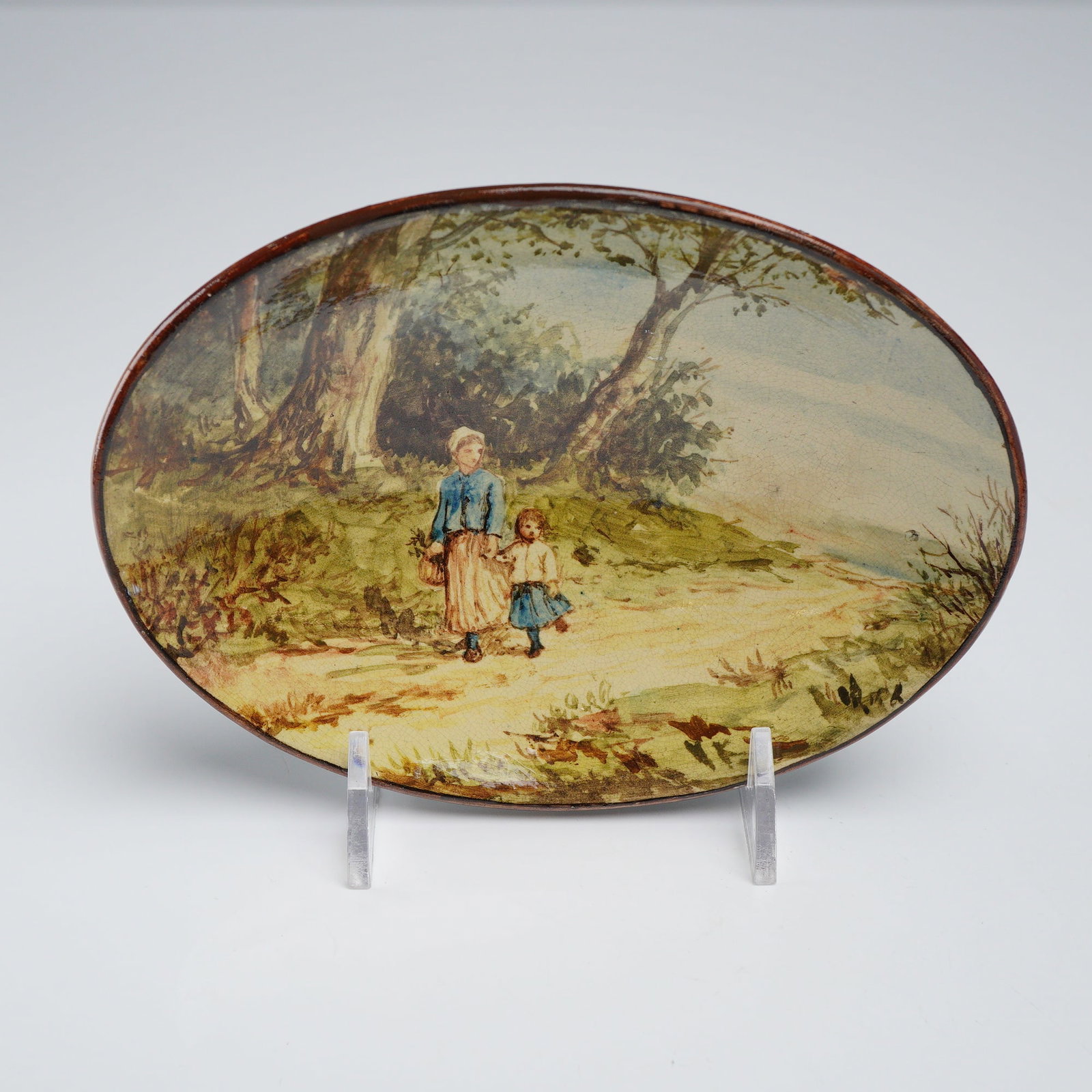 Doulton Lambeth Hand Painted Oval Earthenware Dish (1 of 2)