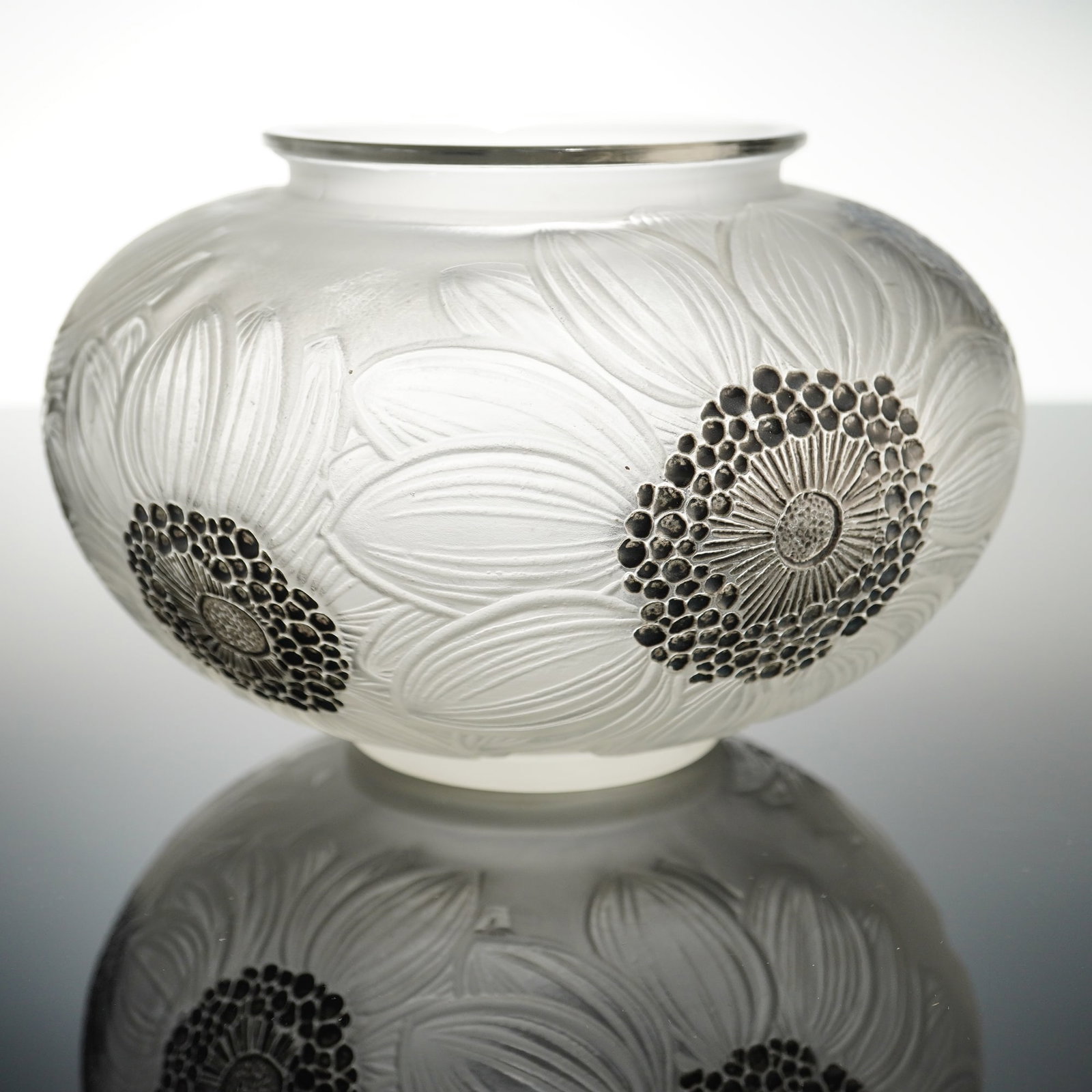 René Lalique, Frosted and Patinated Glass Dahlias Vase (1 of 5)