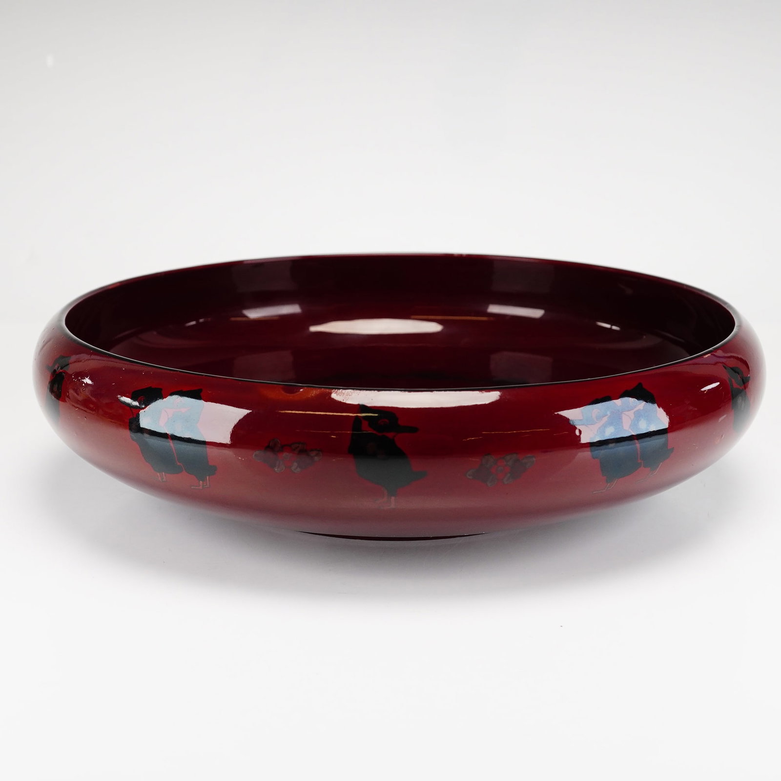 Royal Doulton Flambe Low Bowl with Waterfowl Silhouette Decoration (1 of 4)