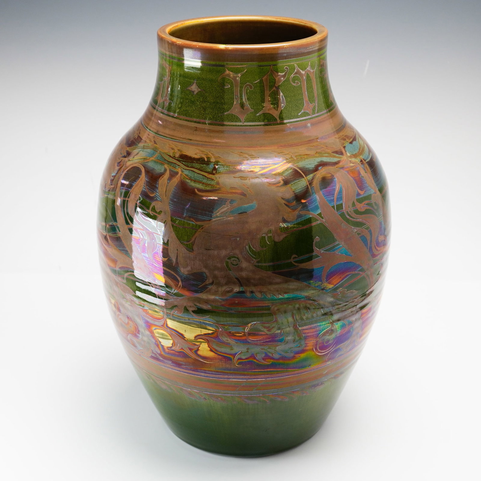 Gordon Forsyth (1879-1952) for Pilkington's Royal Lancastrian Lustre Green Ground Vase (1 of 3)