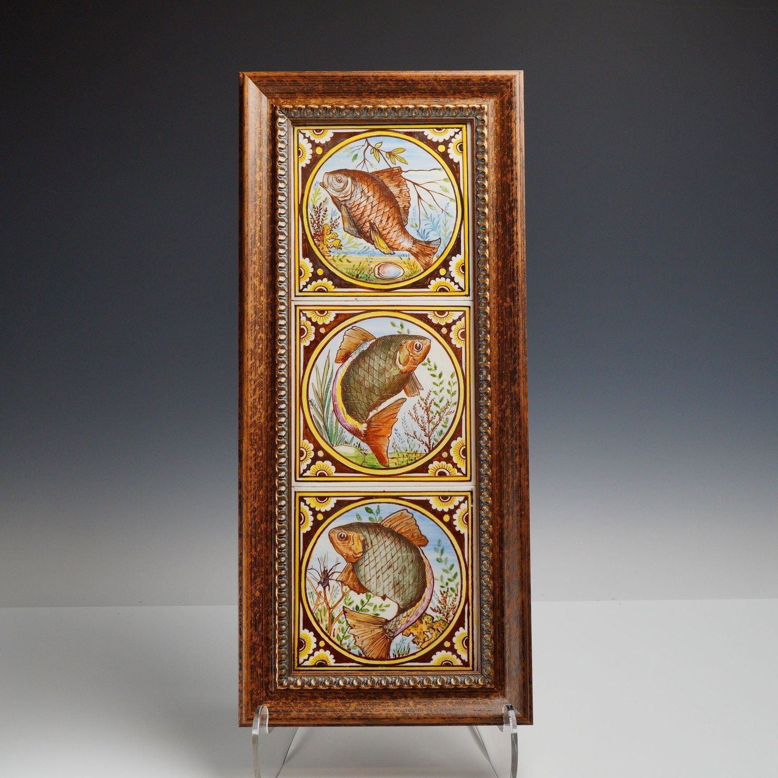 Minton Aesthetic Movement Ceramic Fish Tiles, Framed (1 of 3)