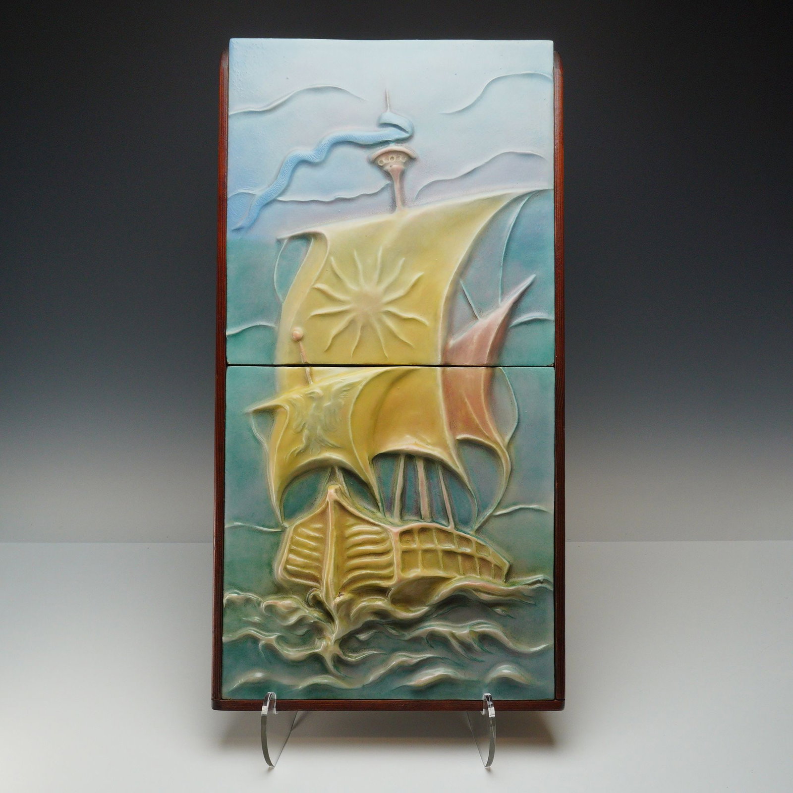 American Encaustic Tiling Co. Two-Tile Relief Plaque (1 of 3)