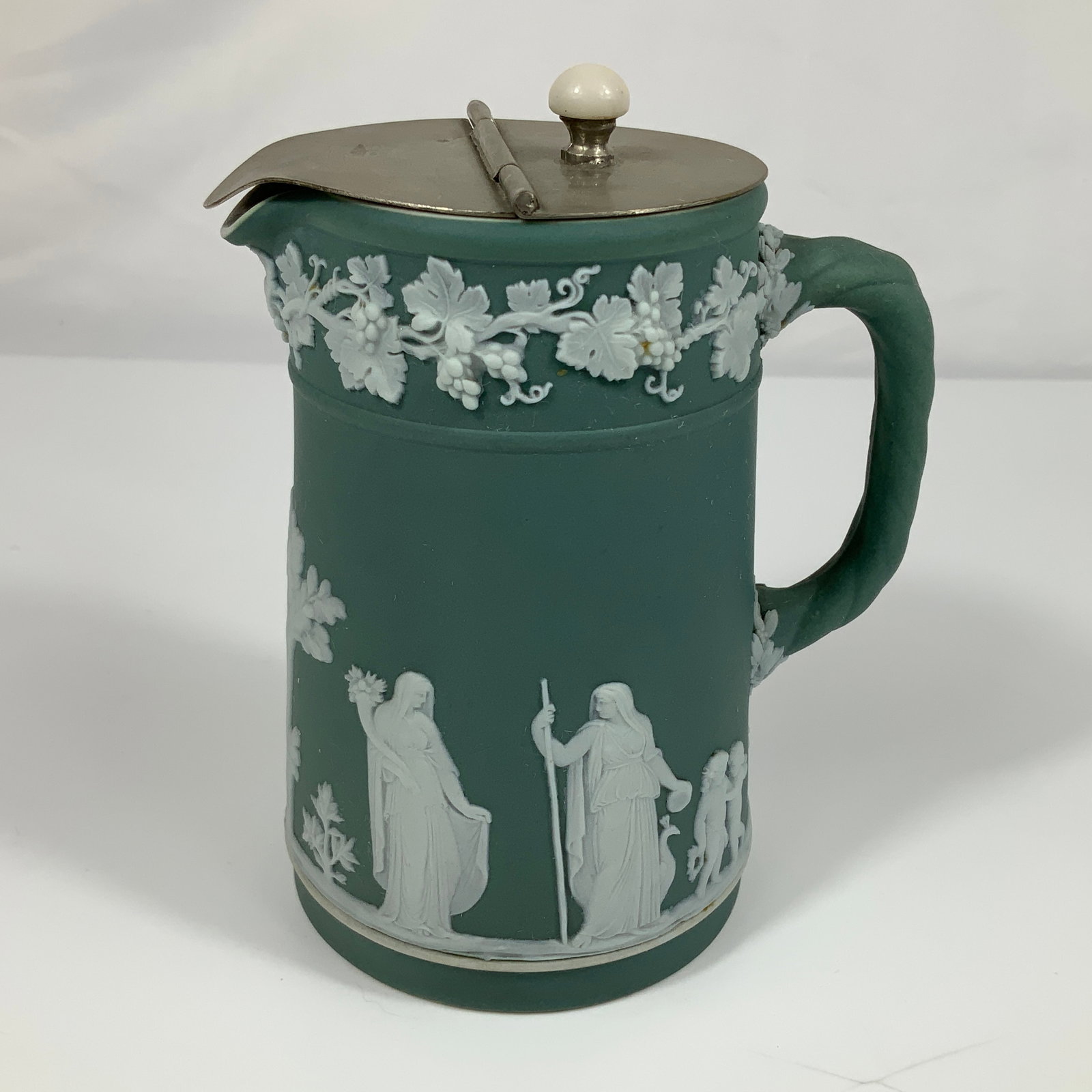 Wedgwood Vintage Sage Green Jasperware Syrup Pitcher with Lid (1 of 4)