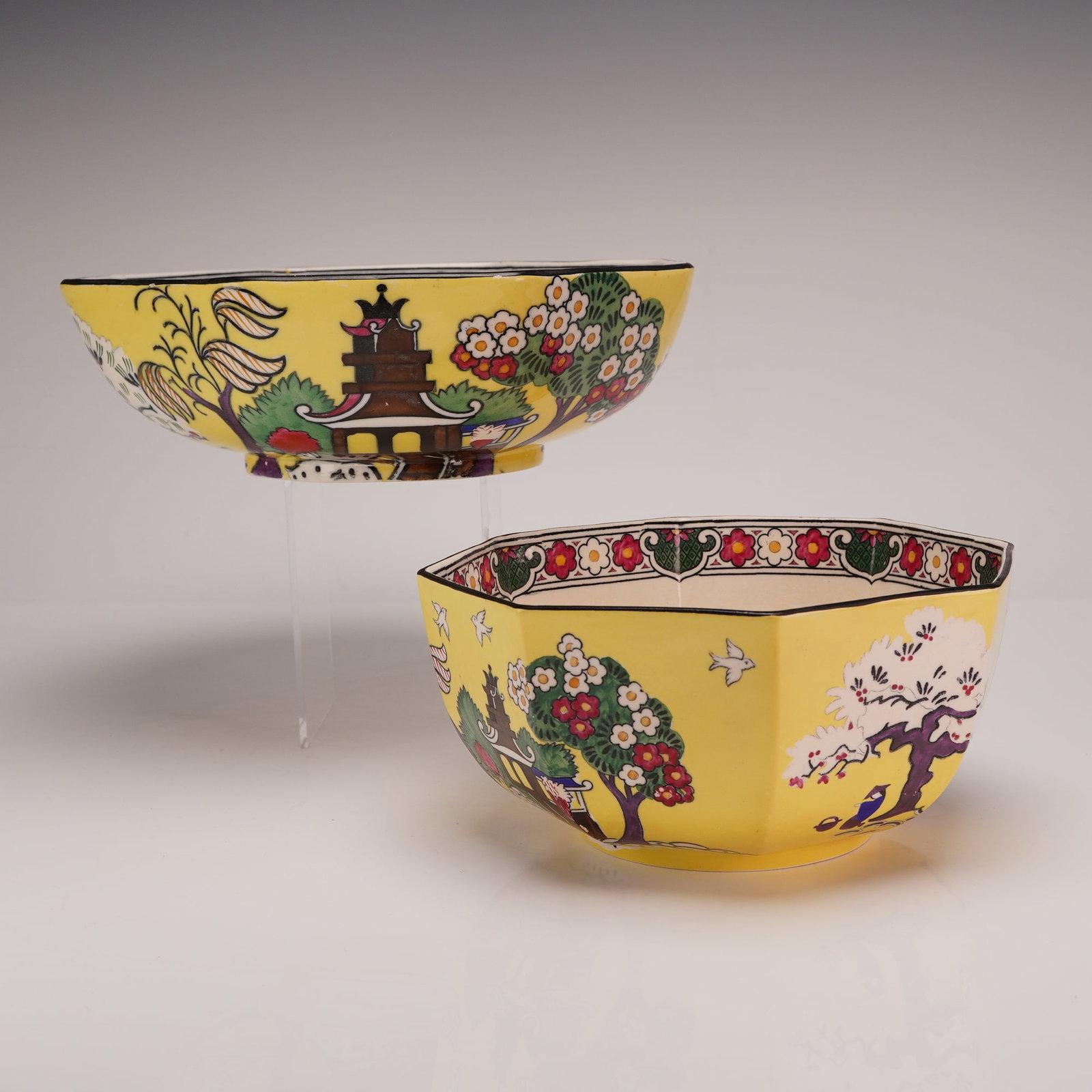 Two Piece Wedgwood Chinoiserie Earthenware Octagonal Bowls (1 of 3)