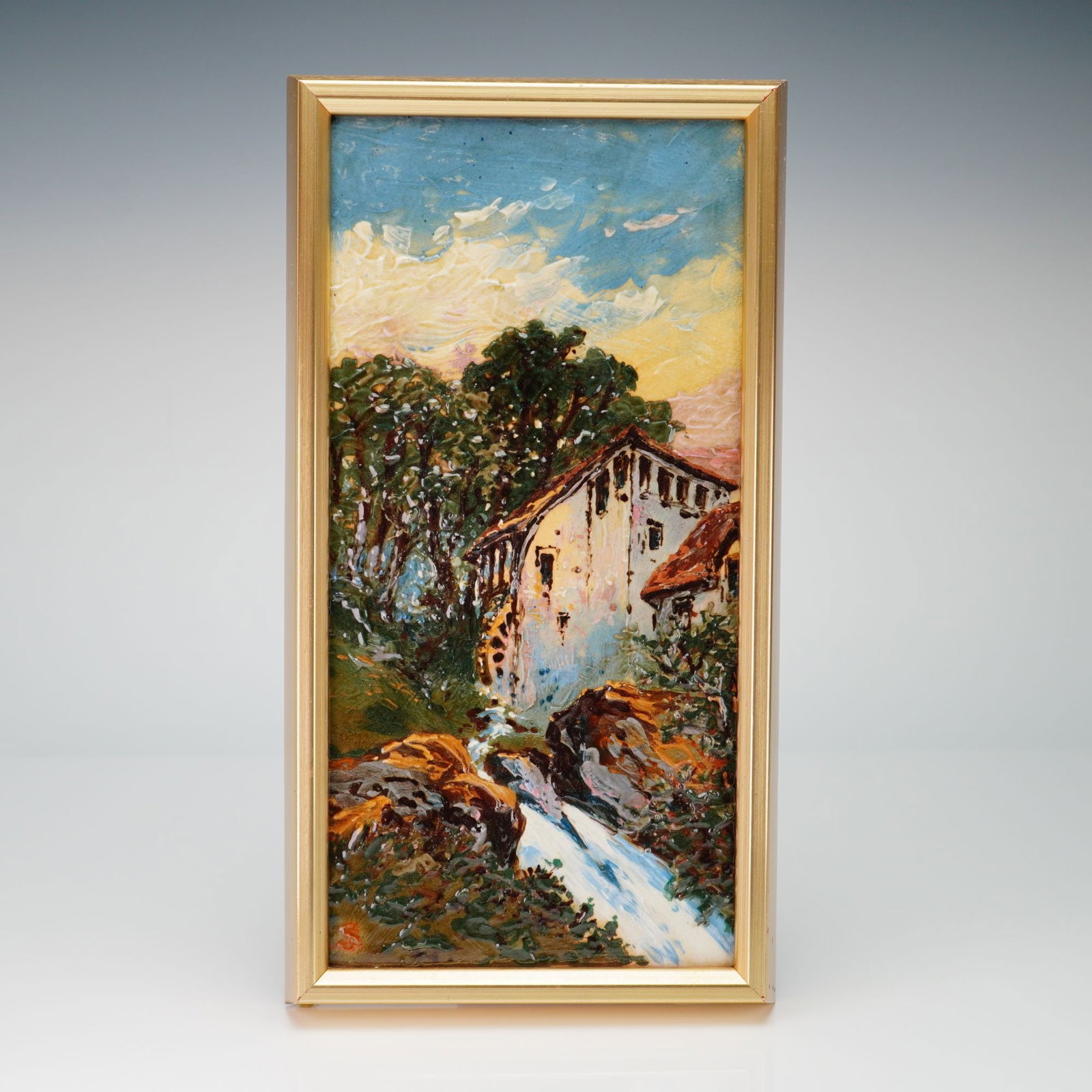 Wedgwood Porcelain Plaque by J. Bateman (1886), Pastoral Landscape with Mill (1 of 3)