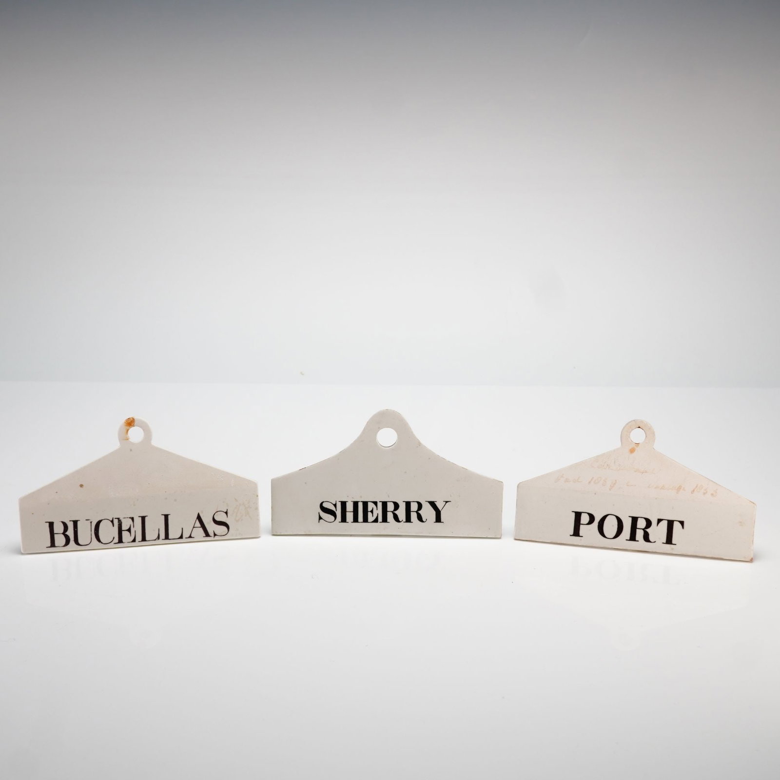 Wedgwood for Farrow and Jackson, Creamware Wine Bin Labels, 19th Century, England (1 of 3)