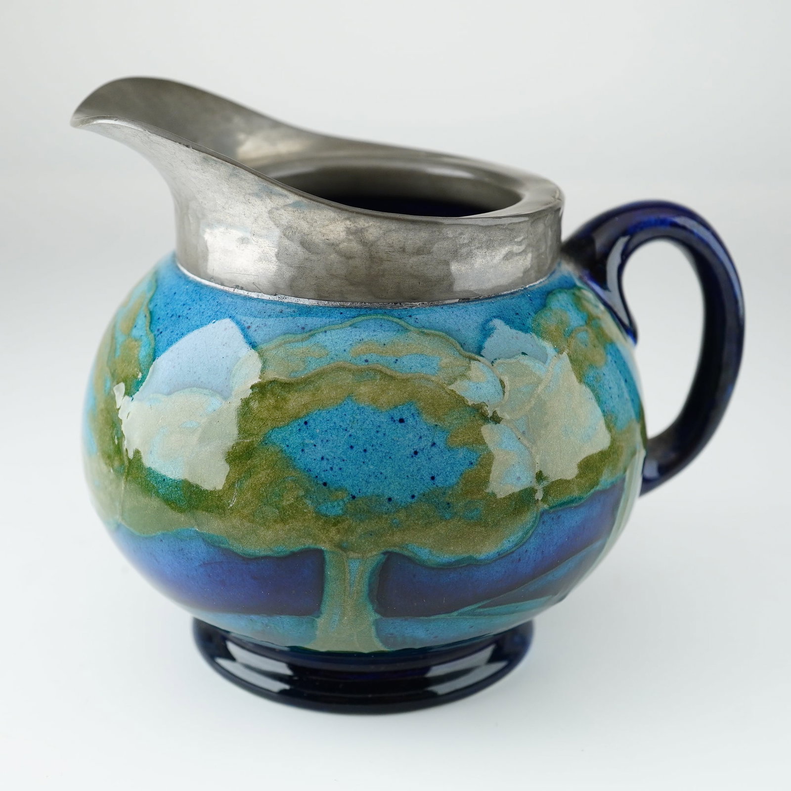Moorcroft Pottery and Pewter Creamer, Moonlit Blue (1 of 3)