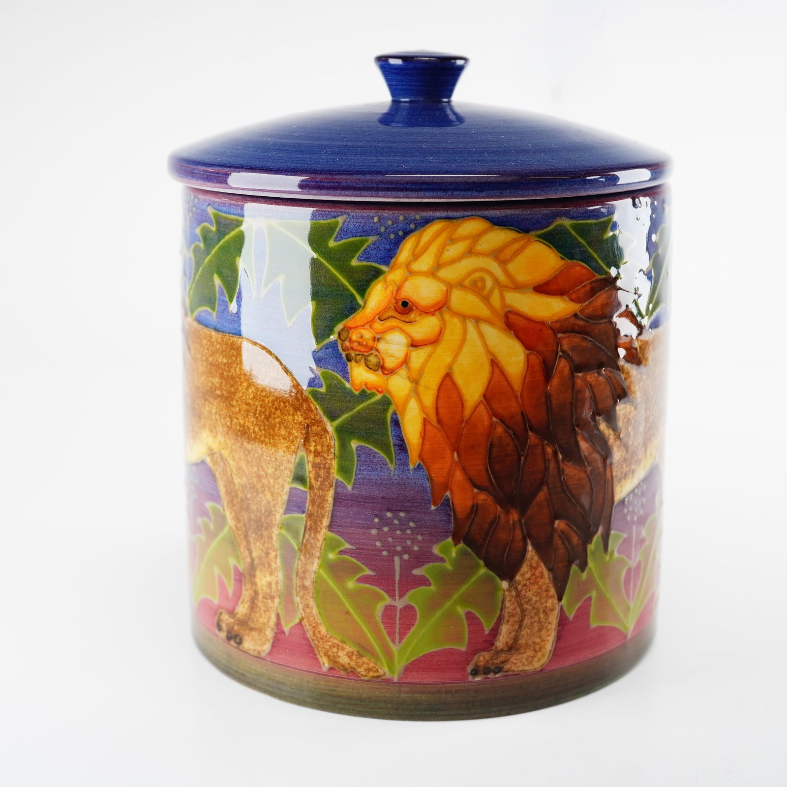 Sally Tuffin for Dennis China Works Lidded Jar, Lions (1 of 3)
