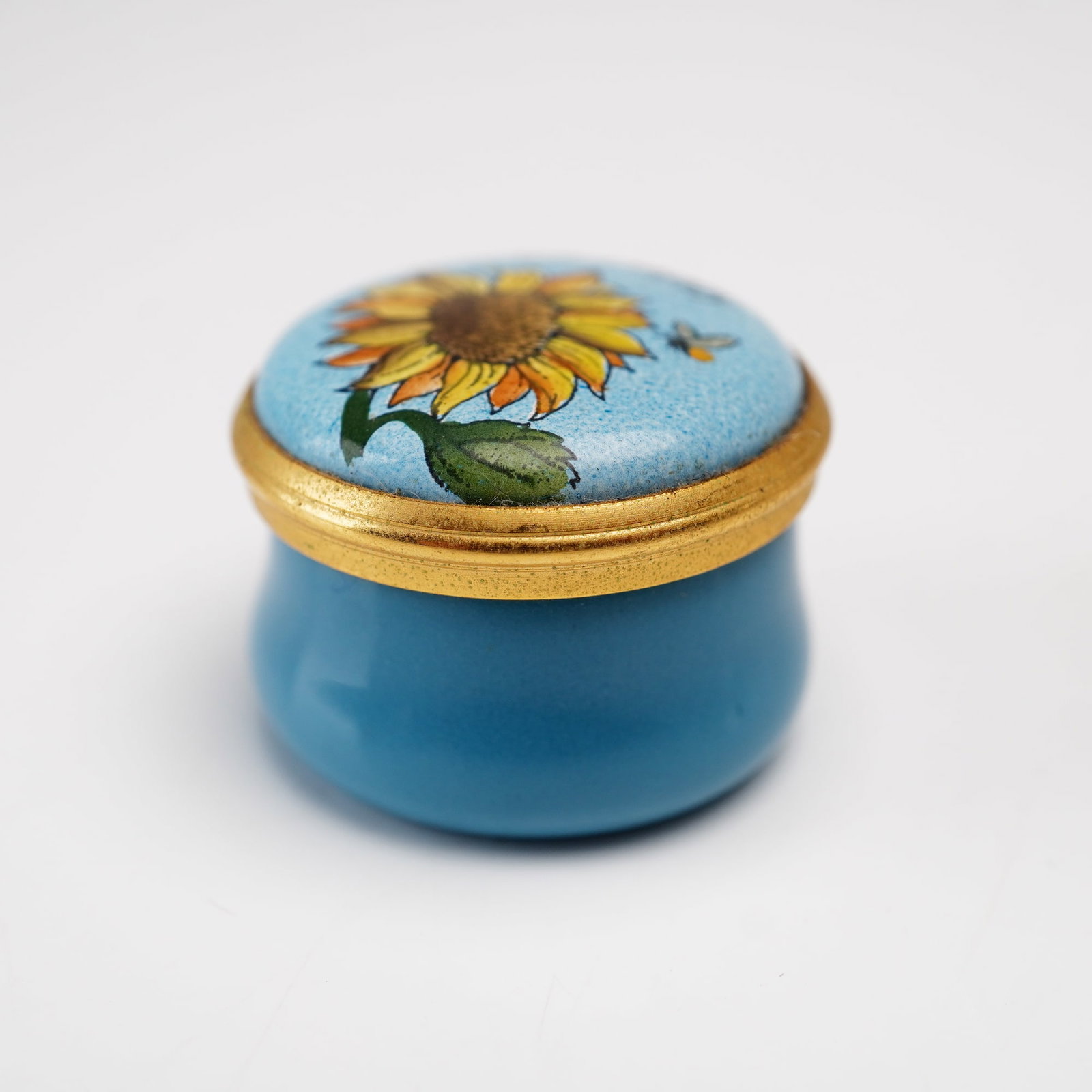 Halcyon Days English Enamel Treasure Box, Be Happy Sunflower (1 of 4)