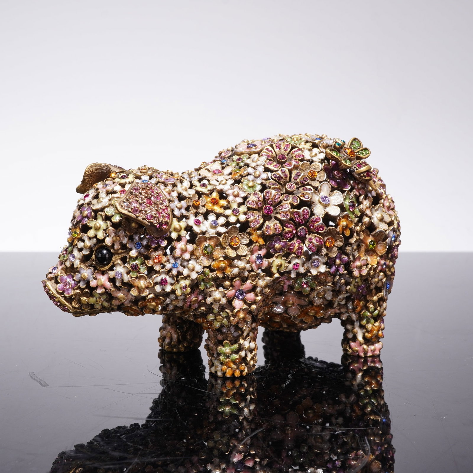 Jay Strongwater Jeweled Millefiori Design Pig Figurine (1 of 4)