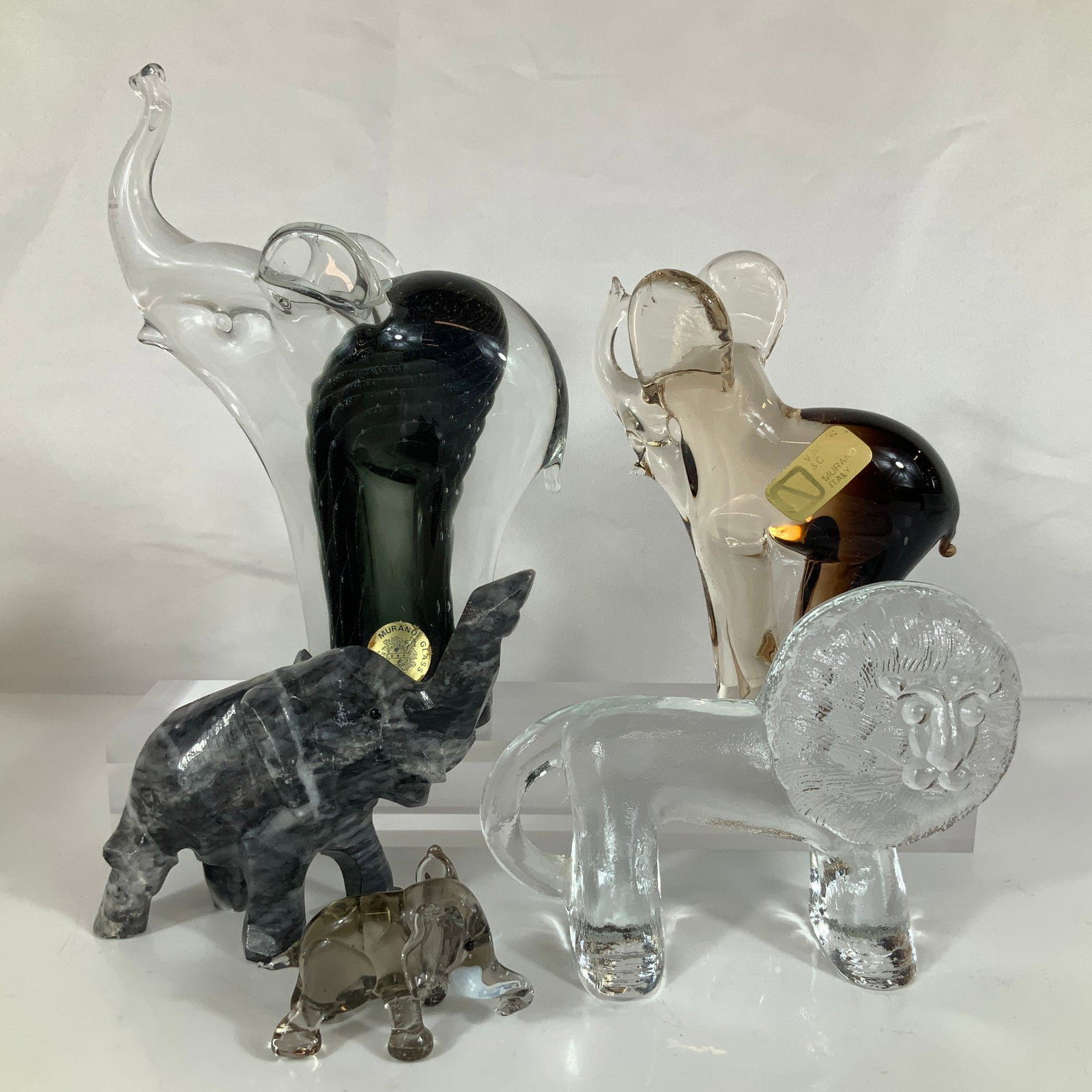5pc Art Glass and Stone Animal Figurines (1 of 3)