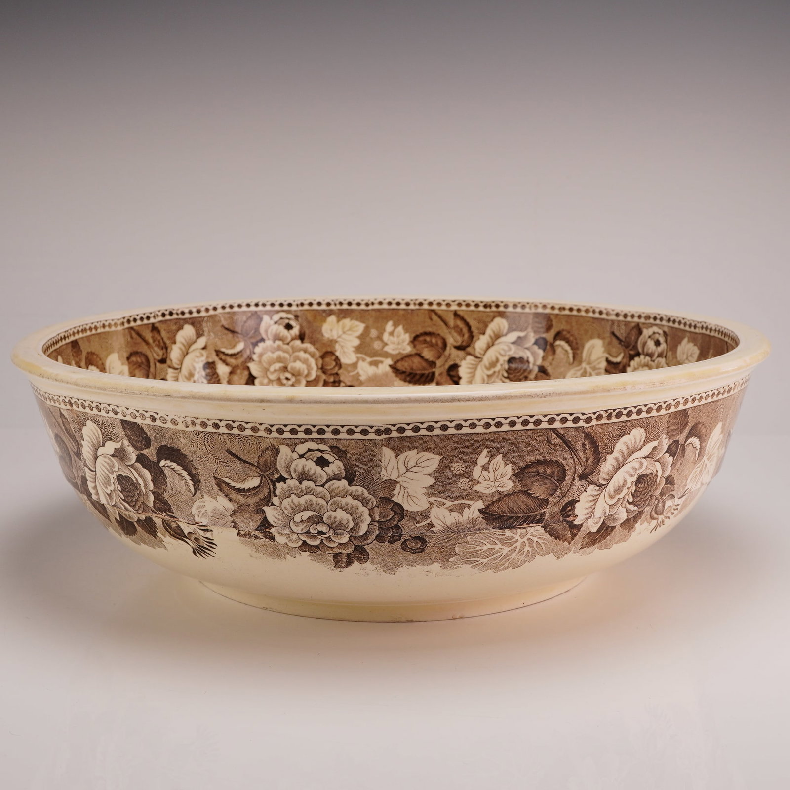 Wedgwood Brown Transferware Wash Basin, Queen Charlotte from the Rubin Collection (1 of 3)