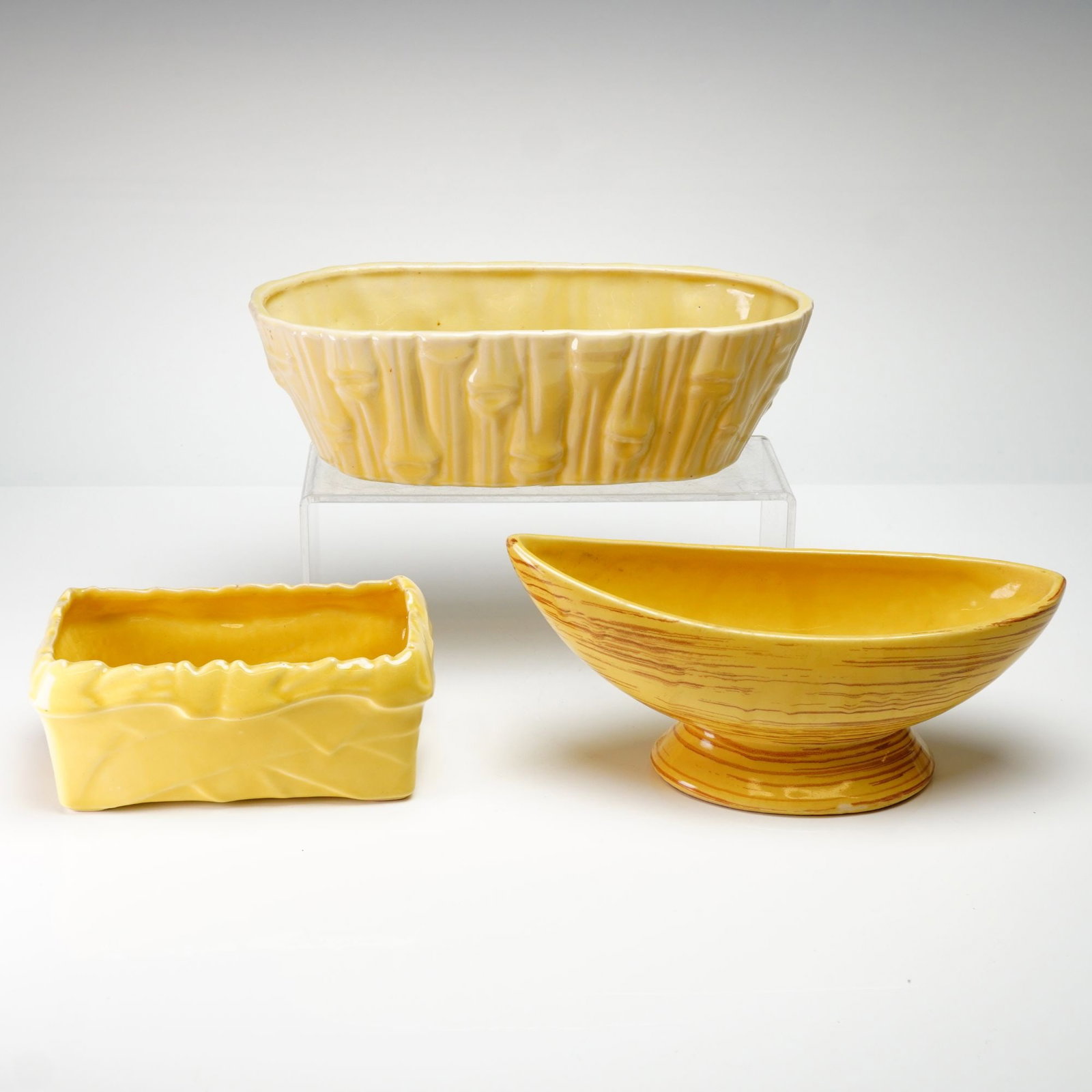 Three McCoy and Bush McCoy Yellow Ceramic Planters (1 of 2)
