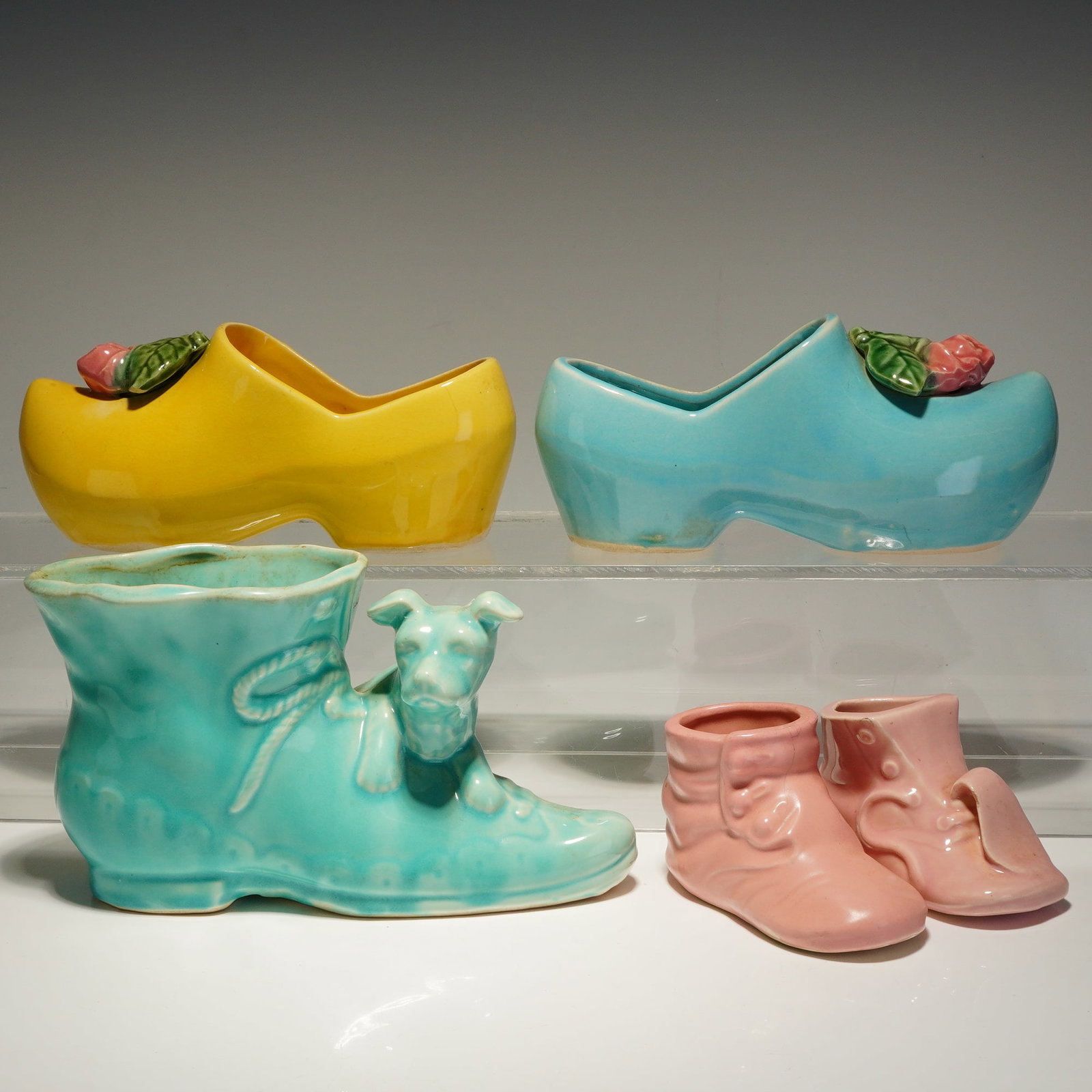 Collection of Five Shoe Shaped Ceramic Planters Shawnee McCoy (1 of 3)