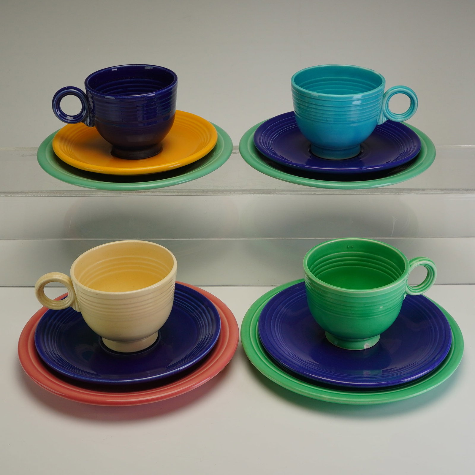 Vintage Homer Laughlin Fiesta Pottery 12-Piece Grouping of Four Trio Sets (1 of 3)