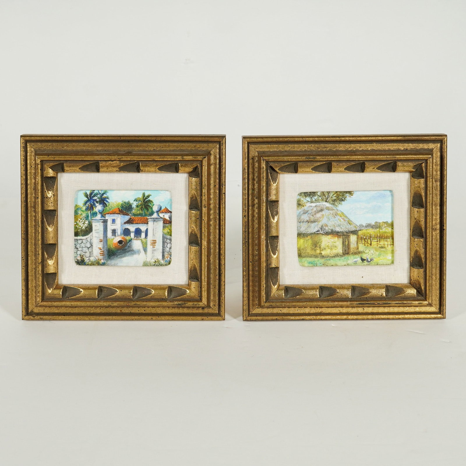2pc Signed R. Garcia Framed Oil on Board Landscape Paintings (1 of 3)