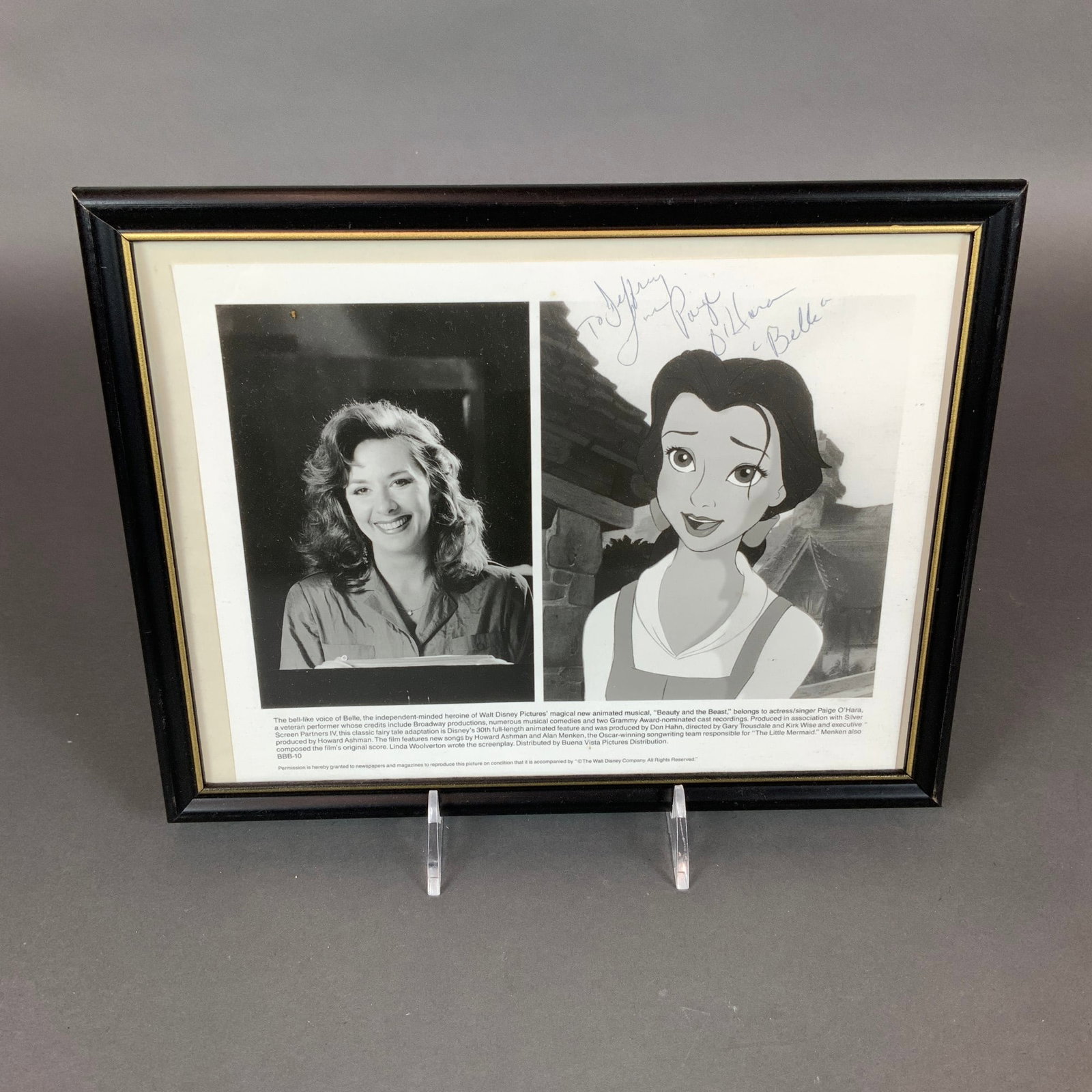 Framed Autographed Photo of Paige O'Hara and Belle from Disney's Beauty and the Beast (1 of 2)
