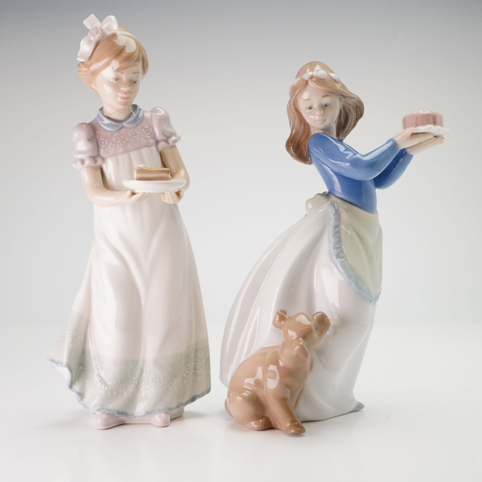 Two Lladro and Nao Glazed Porcelain Figurines, Happy Birthday 01005429 and Puppy's Birthday (1 of 3)