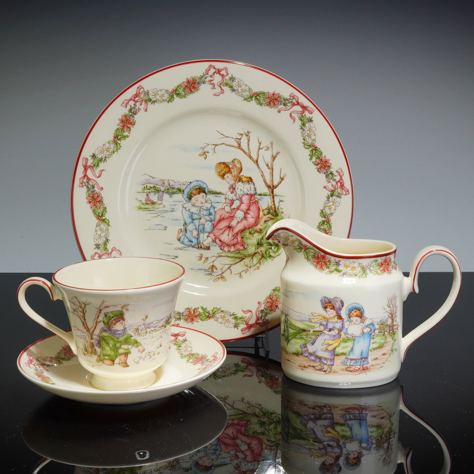 4pc Set of Royal Doulton Archives Series Ware Pastime Winter Tea Set (1 of 6)