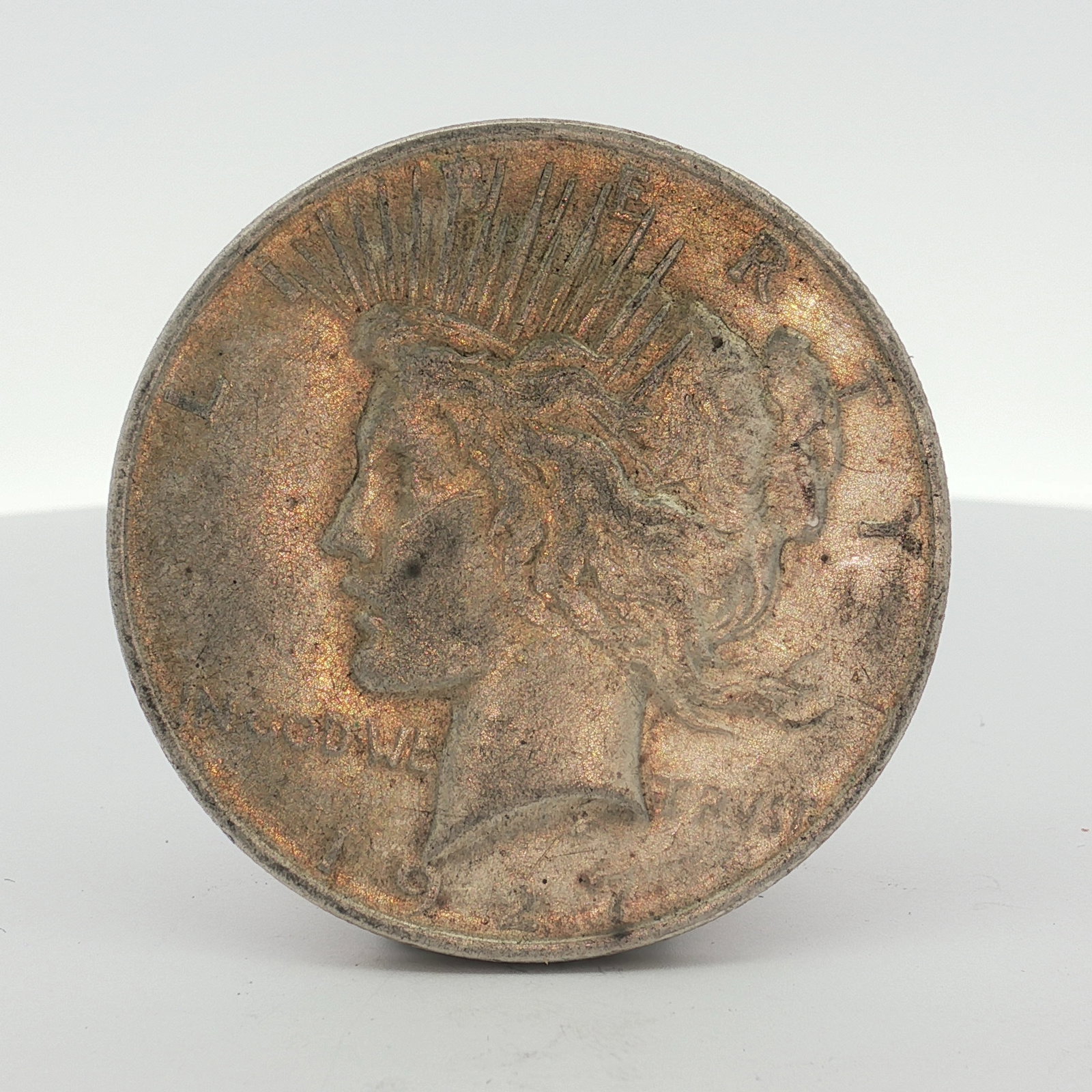 1927-D US One Dollar Silver Peace Dollar, Circulated (1 of 2)