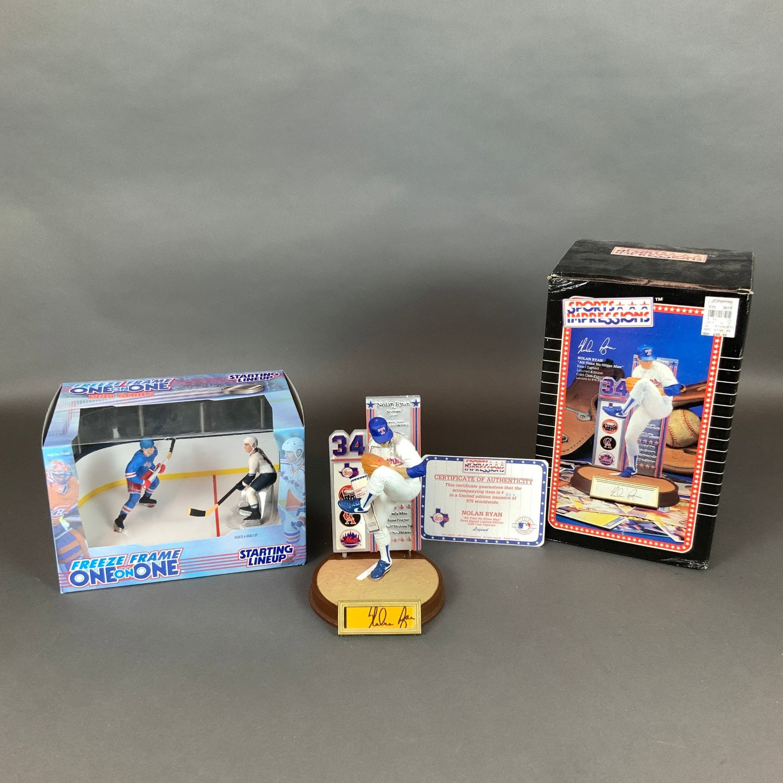 Two Sports Impressions Baseball Nolan Ryan Figurine plus Starting Lineup Wayne Gretzky vs Pavel Bure (1 of 4)