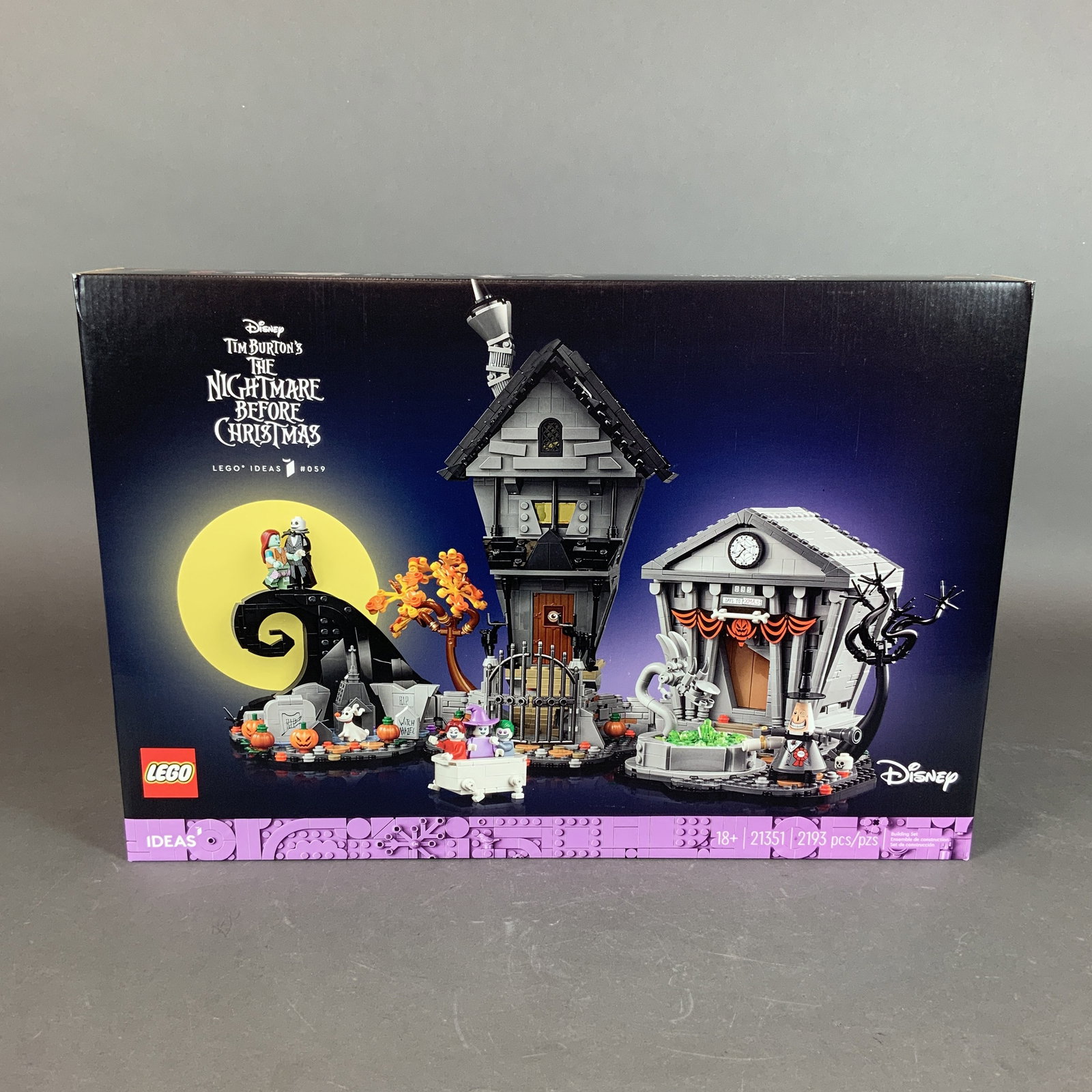 LEGO Ideas Disney Tim Burton's The Nightmare Before Christmas Set 21351: This LEGO Ideas construction set, model number 21351, features Disney Tim Burton's The Nightmare Before Christmas. The set is composed of 2,193 plastic pieces and assembles into three primary location