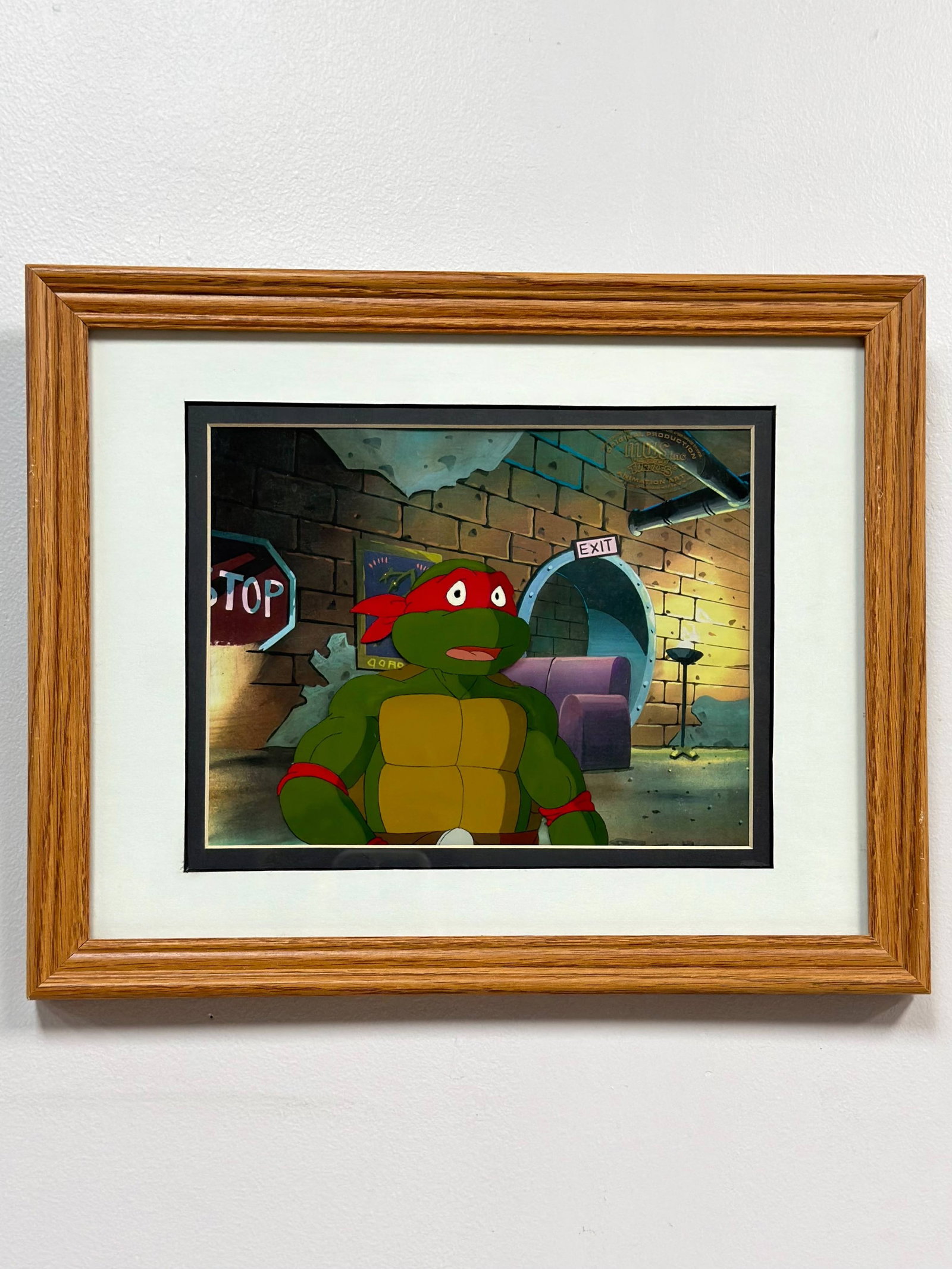 Raphael in the Sewer Teenage Mutant Ninja Turtles Original Production Animation Cel w/ COA (1 of 4)