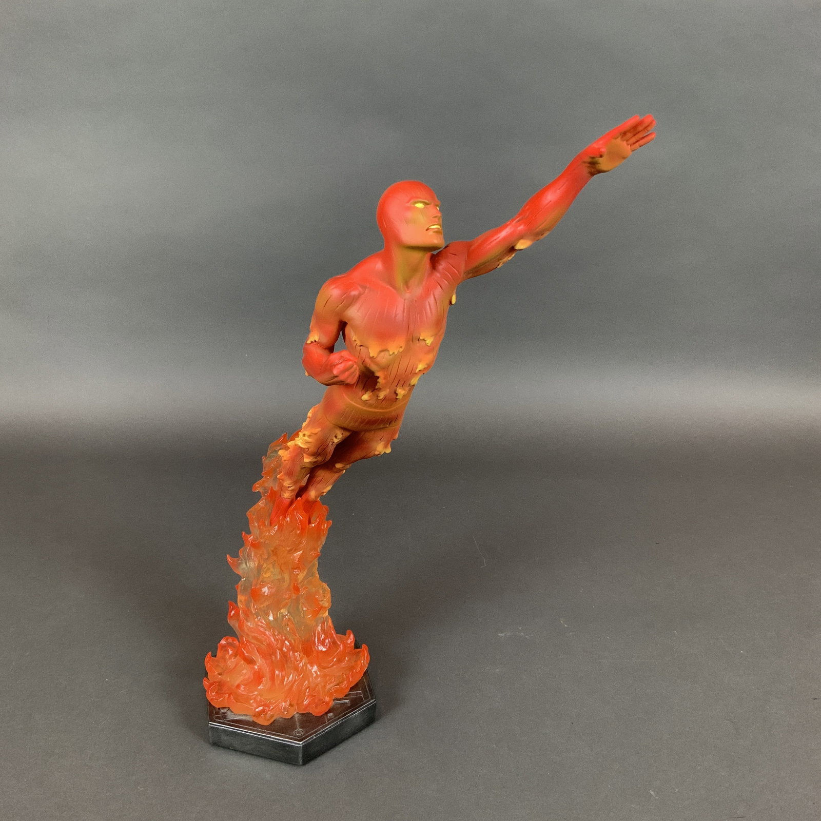 Bowen Designs Marvel Human Torch Painted Statue Limited Edition with Original Box: A limited edition painted statue of the Marvel character the Human Torch (Johnny Storm) from The Fantastic Four, produced by Bowen Designs, Inc. in 2001. The statue is sculpted by Tony McVey with Rand