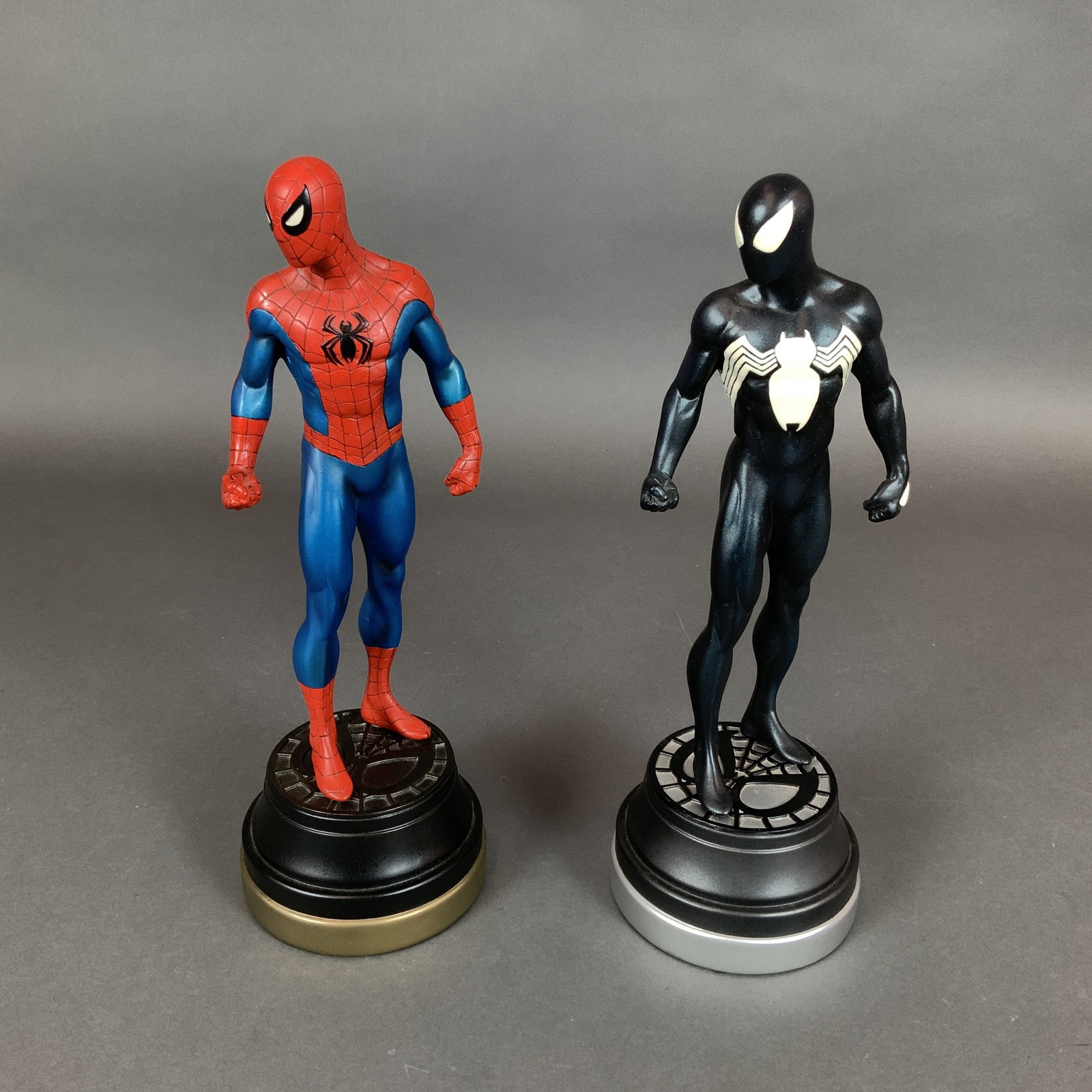 Bowen Marvel's The Amazing Spider-Man Double Feature Statues, Classic Version and Black Symbiot: A set of two marvel painted statues produced by Bowen Designs, Inc., sculpted by artist Randy Bowen. This "Double Feature Special" set includes two variations of the character Spider-Man: the Classic 