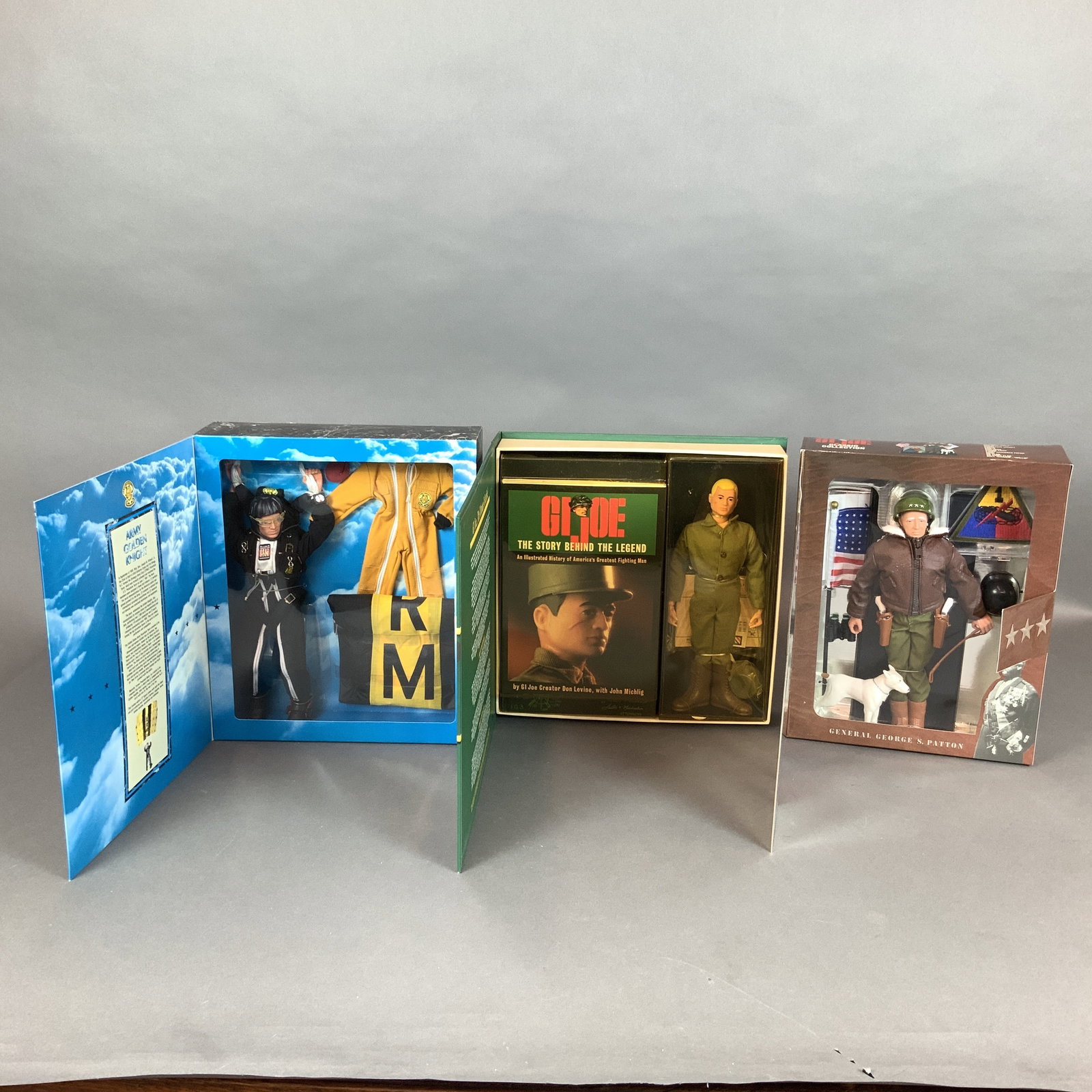 3pc Hasbro G.I. Joe Action Figures, Action Soldier, General Patton, and Army Golden Knight (1 of 5)