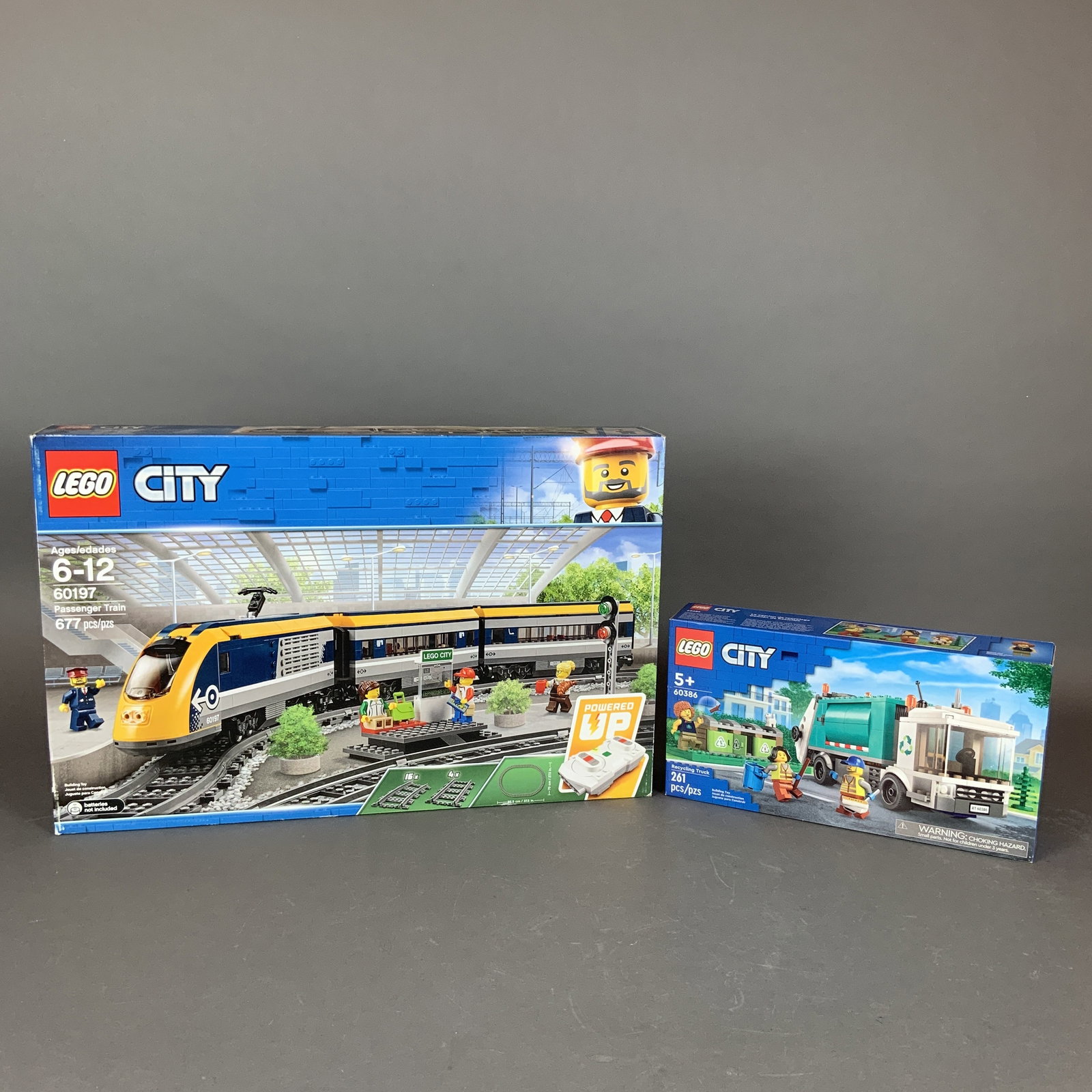 2pc LEGO City Sets, Passenger Train 60197 and Recycling Truck 60386 (1 of 3)