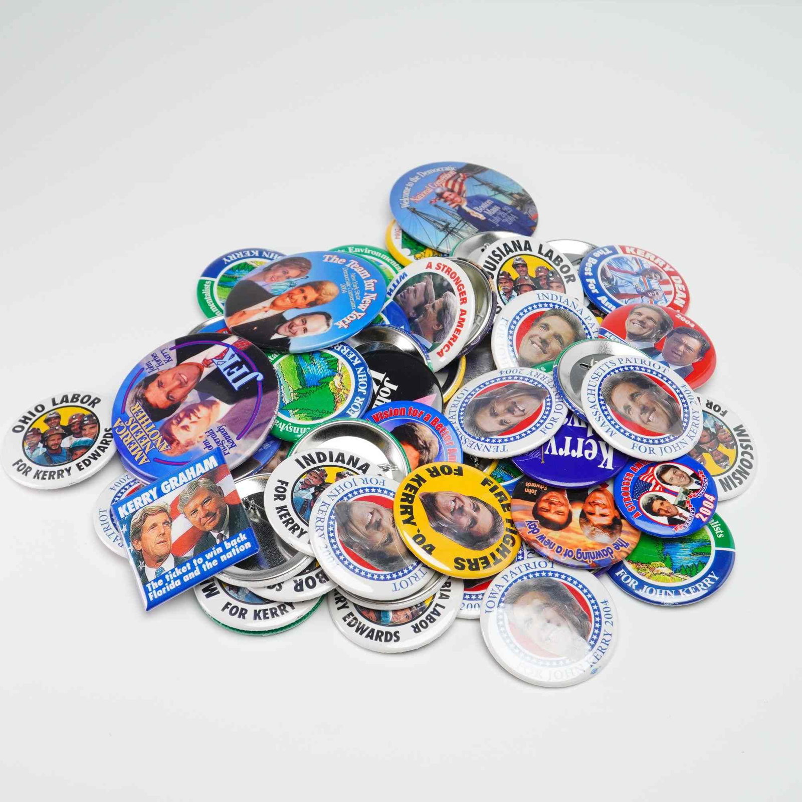 A Collection of Approximately 40 John Kerry and John Edwards 2004 Presidential Campaign Pin-Back (1 of 3)
