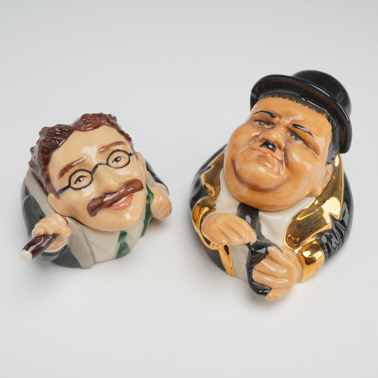 2pc Kevin Francis Face Pots, Groucho Marx and Ollie (1 of 4)