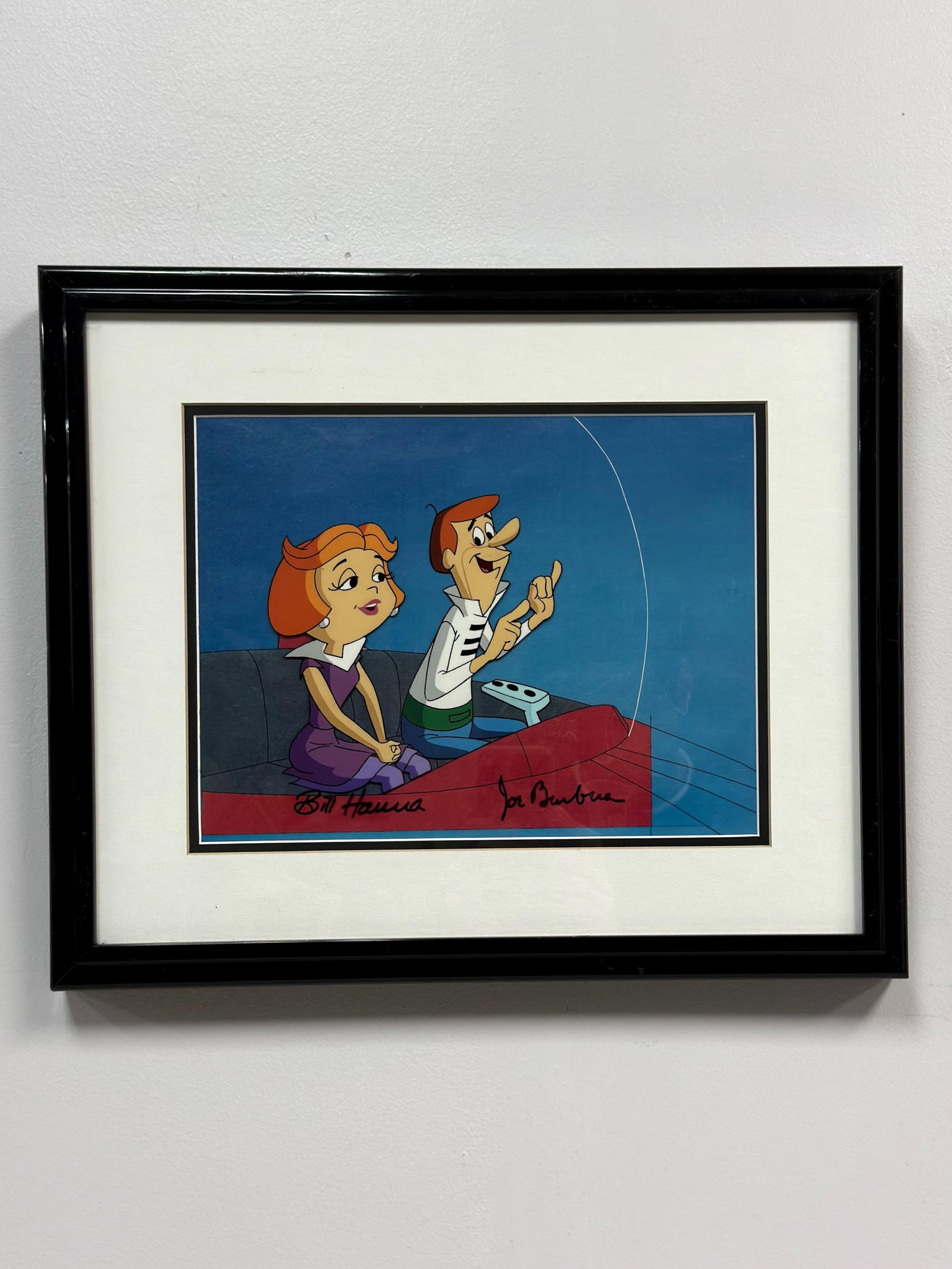 Bill Hanna & Joe Barbera, Rare George and Jane Jetson Original Cel, Signed (1 of 4)