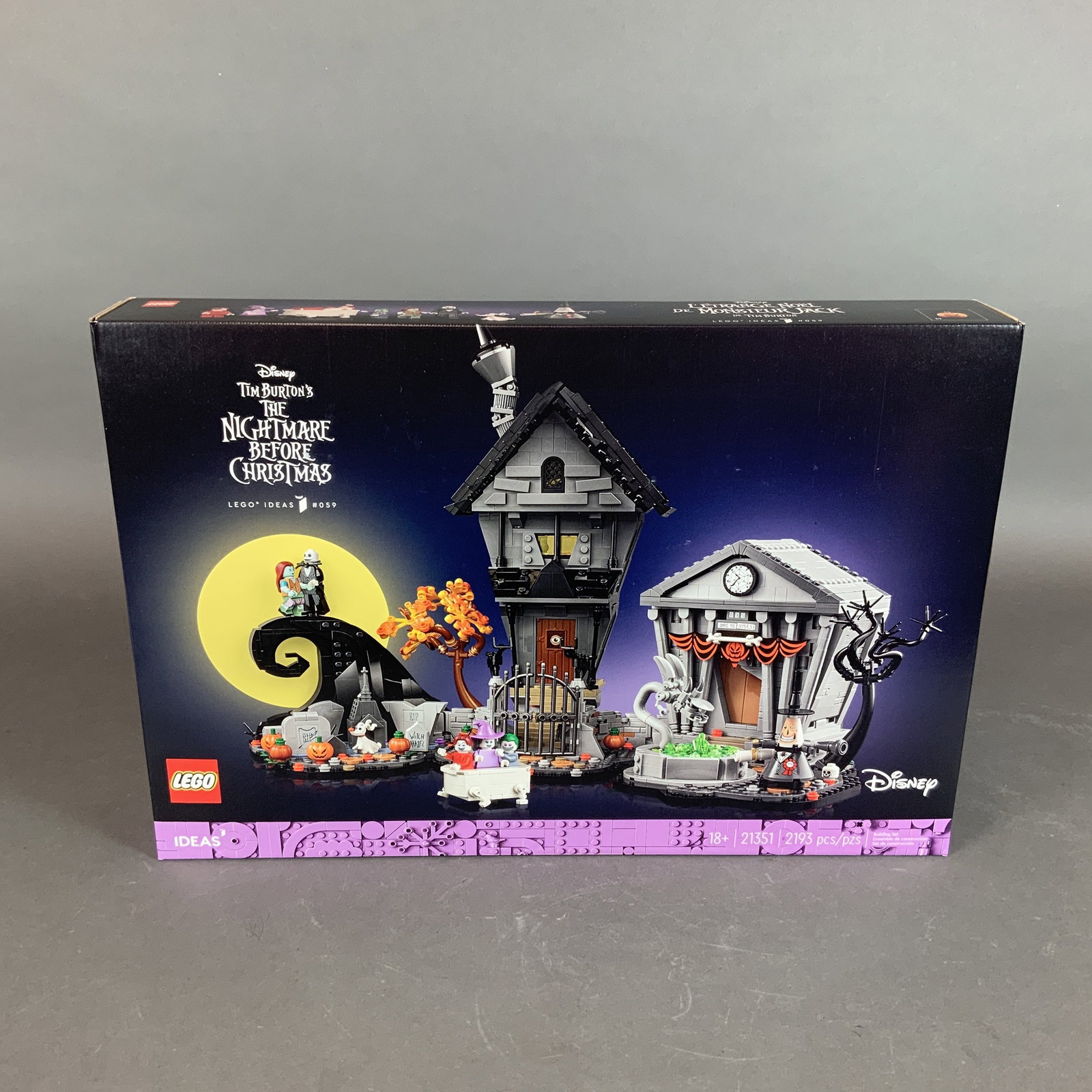 LEGO Ideas 21351 Disney Tim Burton's The Nightmare Before Christmas Building Set: This is a LEGO Ideas building set, number 21351, themed after Disney Tim Burton's The Nightmare Before Christmas. Produced by The LEGO Group, the set is constructed from molded plastic components and 