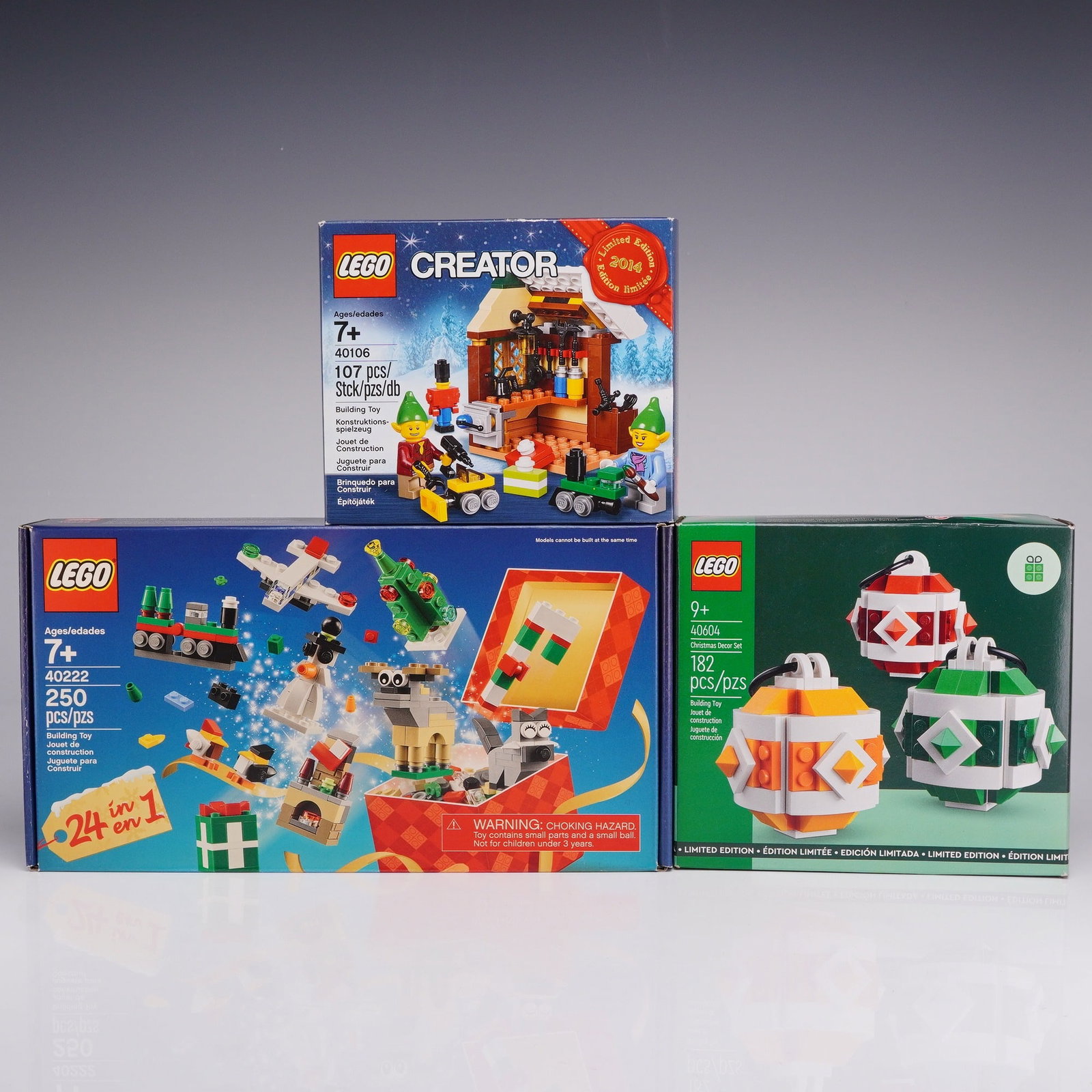 Three LEGO Holiday Themed Construction Sets Including 40106 Elves Toy Workshop 40222 Christmas Build (1 of 3)