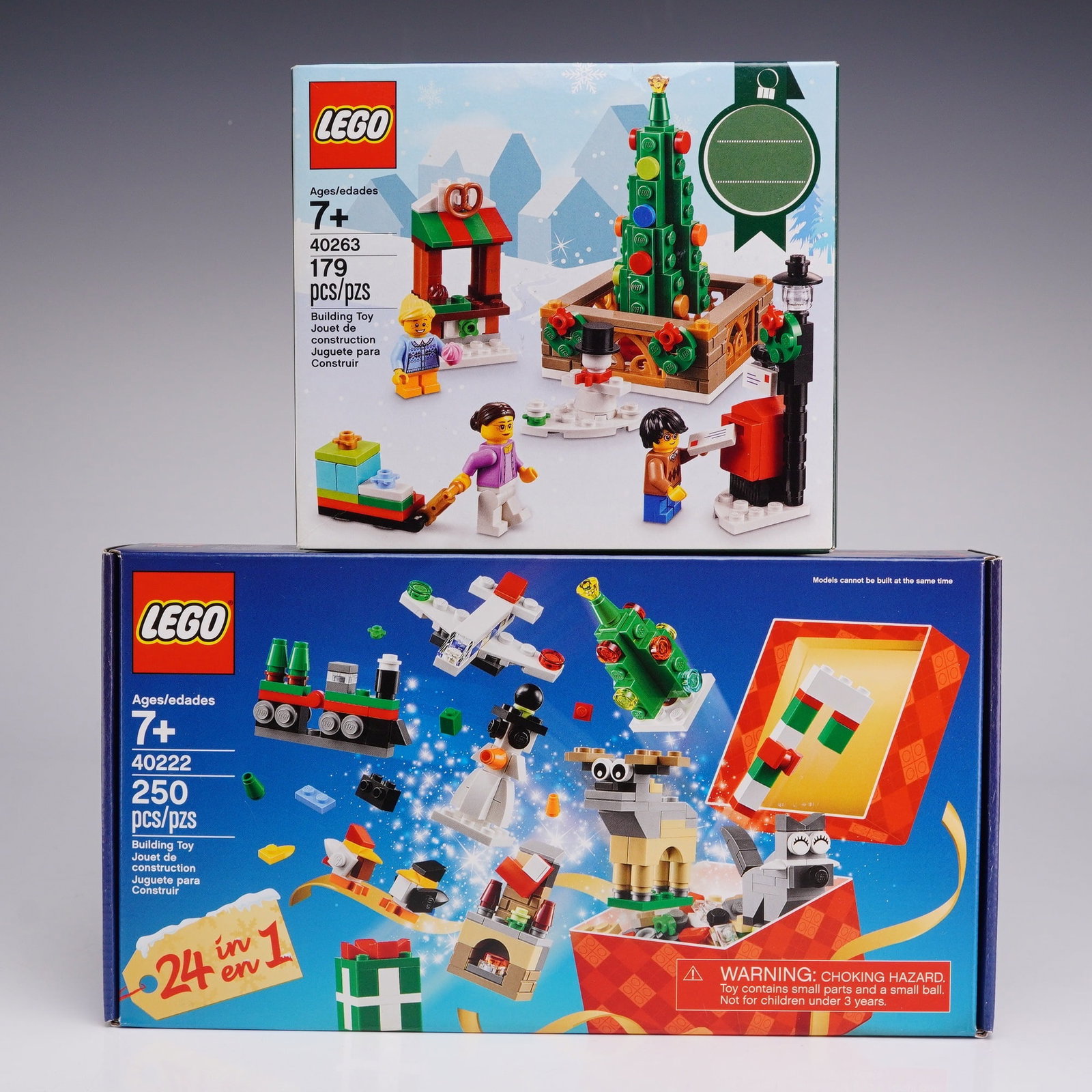 Two LEGO Holiday Building Sets, 40263 Christmas Town Square and 40222 24-in-1 Holiday Countdown (1 of 3)
