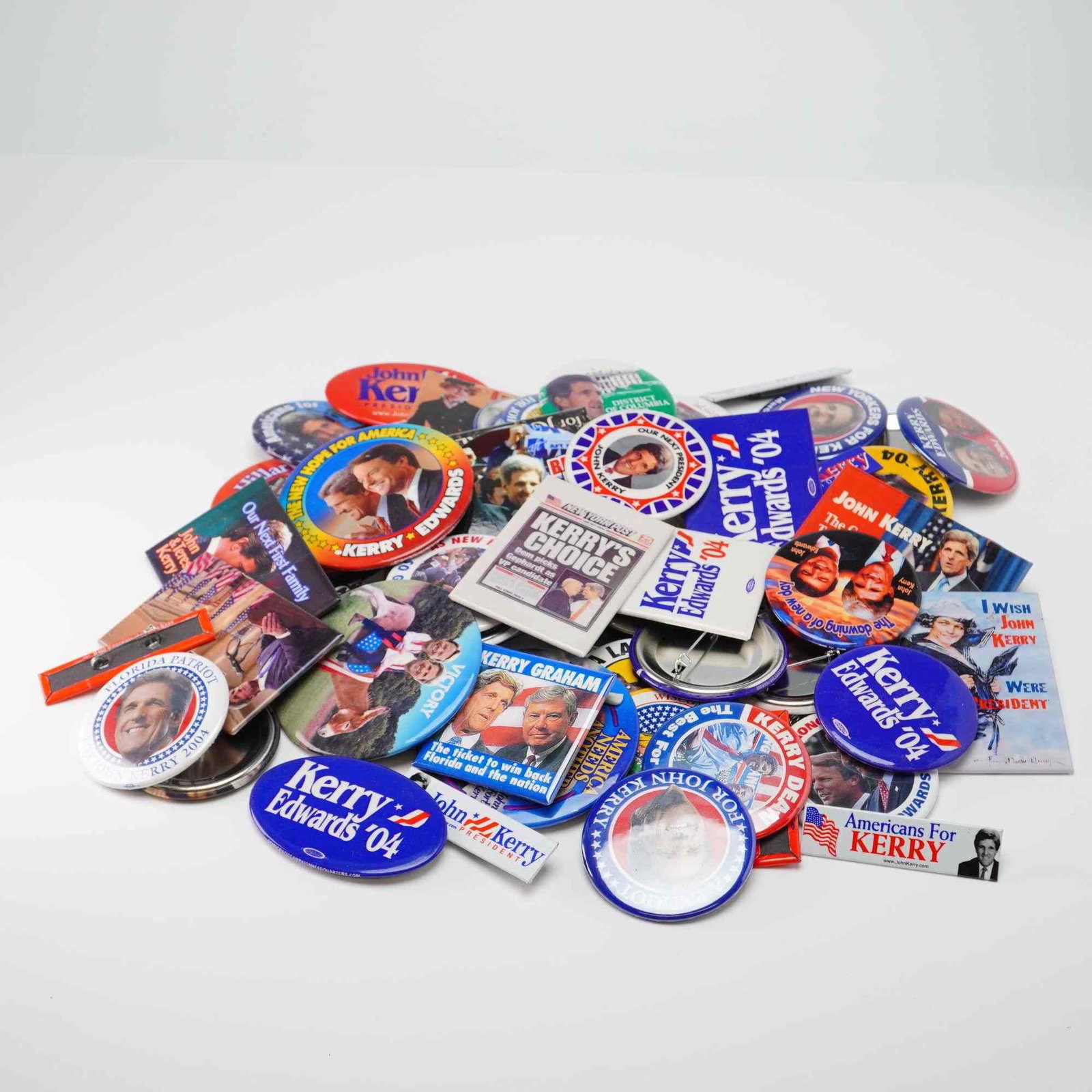 A Collection of Approximately 30 John Kerry and John Edwards 2004 Presidential Campaign Pinback (1 of 2)