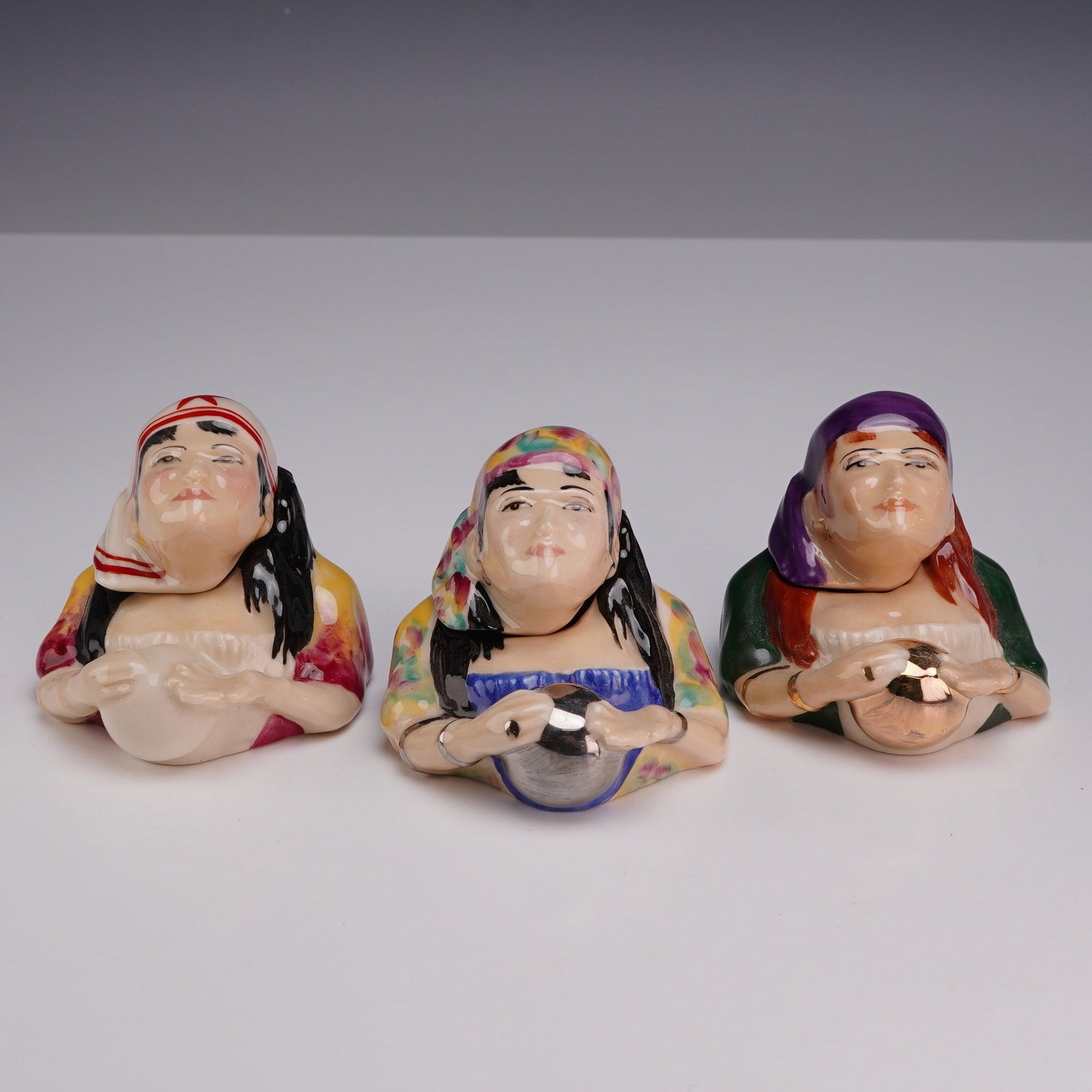 Three Kevin Francis Face Pots Fortune Tellers including Madame Mystique Prototype (1 of 5)